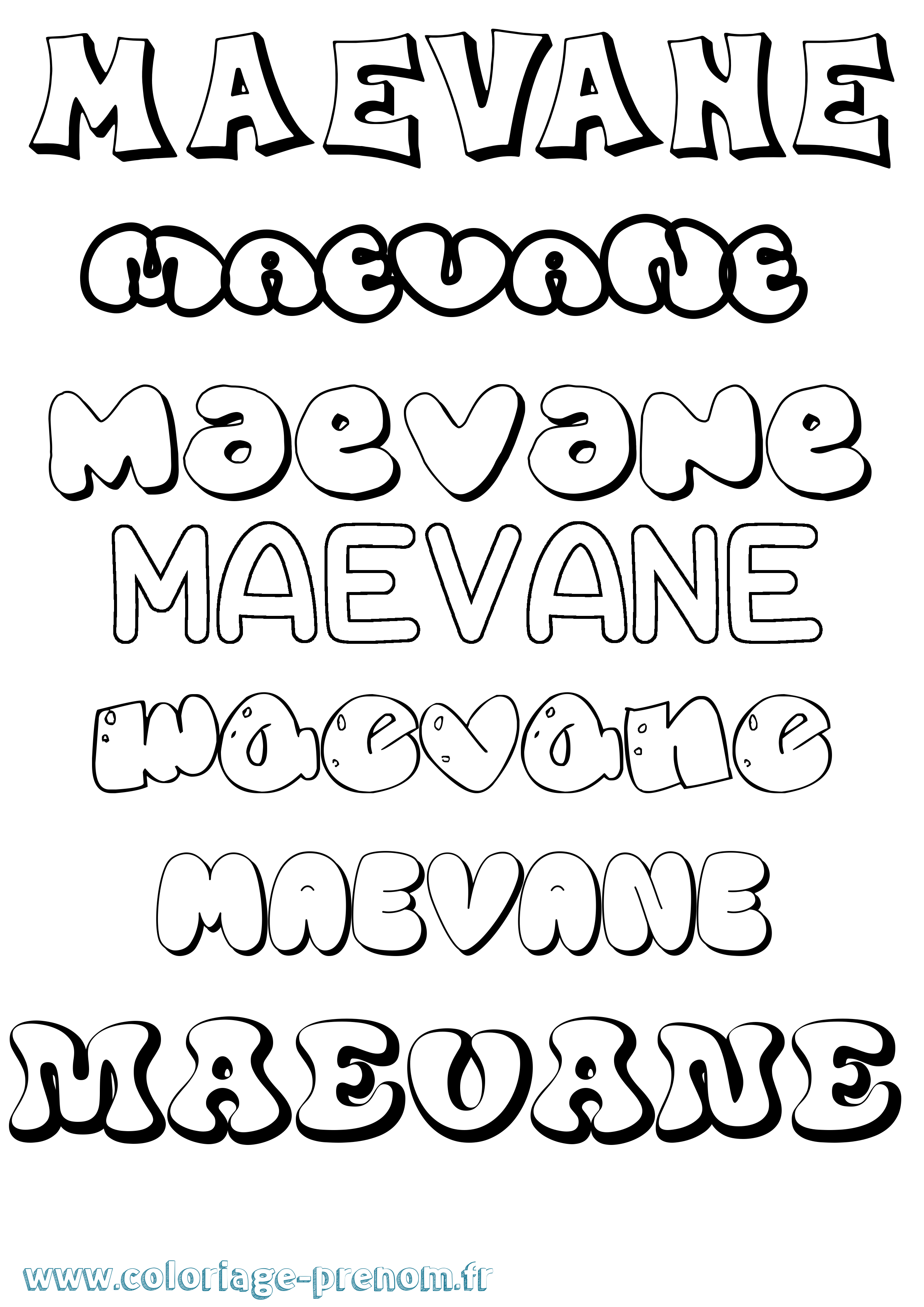 Coloriage prénom Maevane Bubble