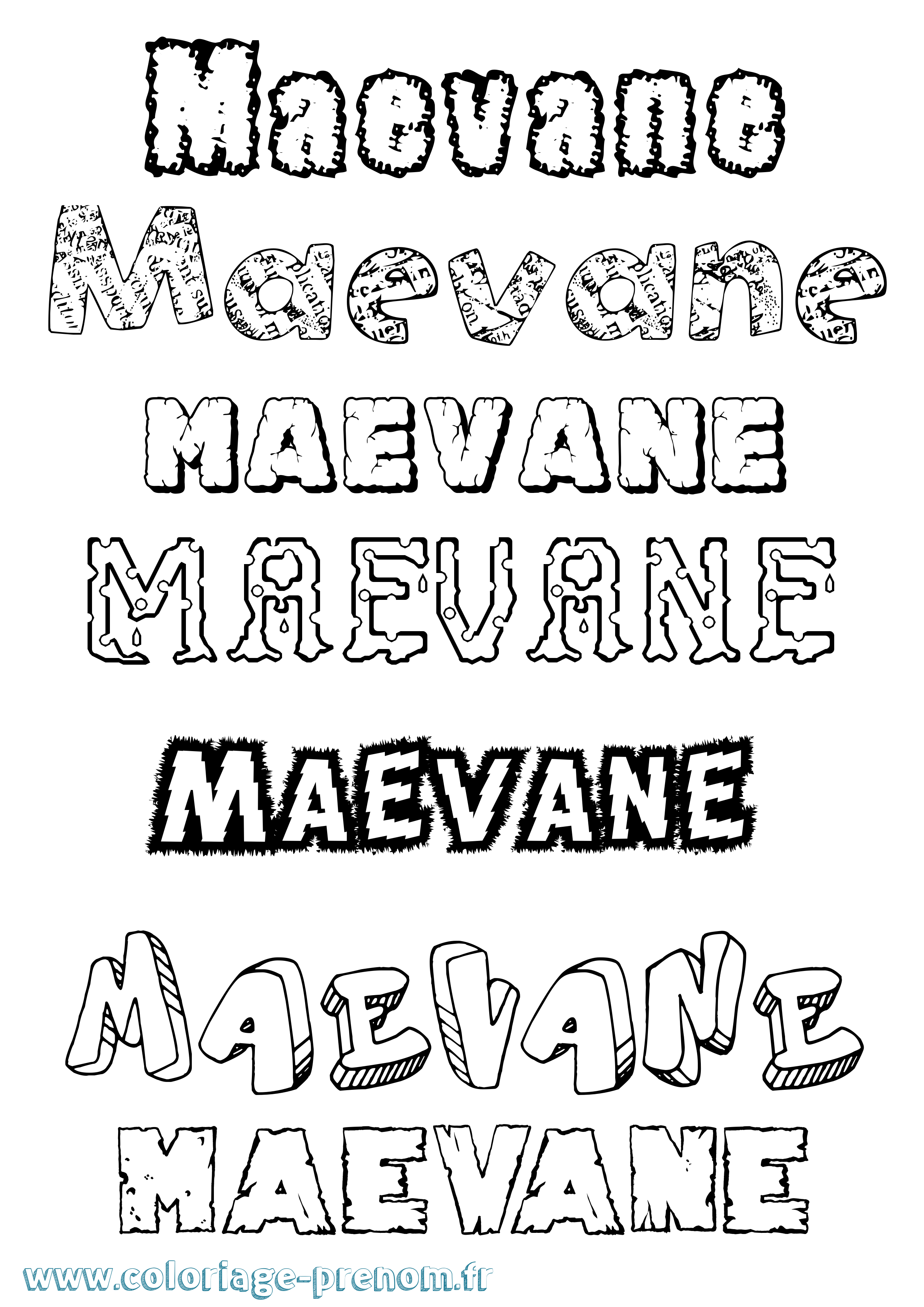 Coloriage prénom Maevane Destructuré