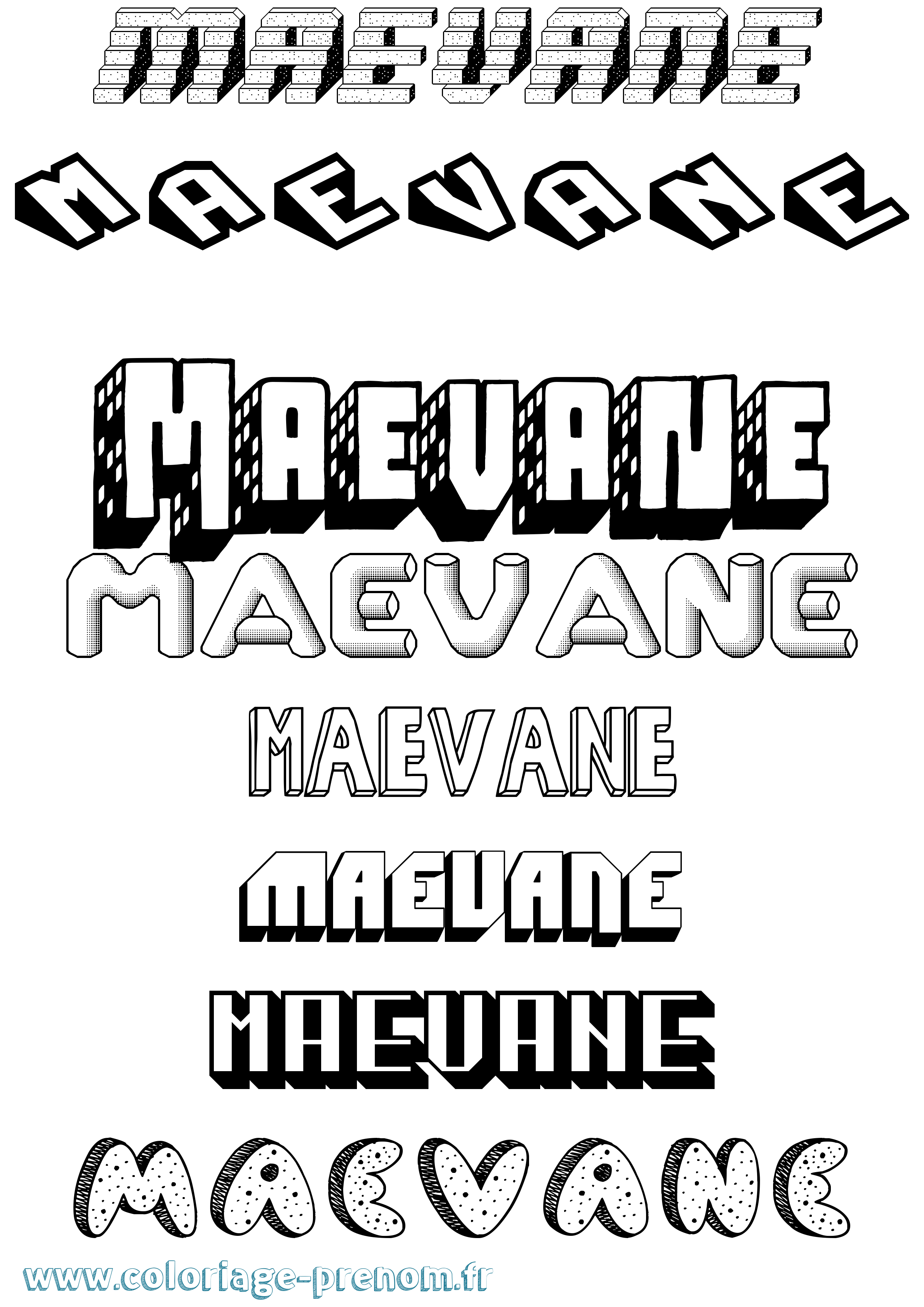 Coloriage prénom Maevane Effet 3D