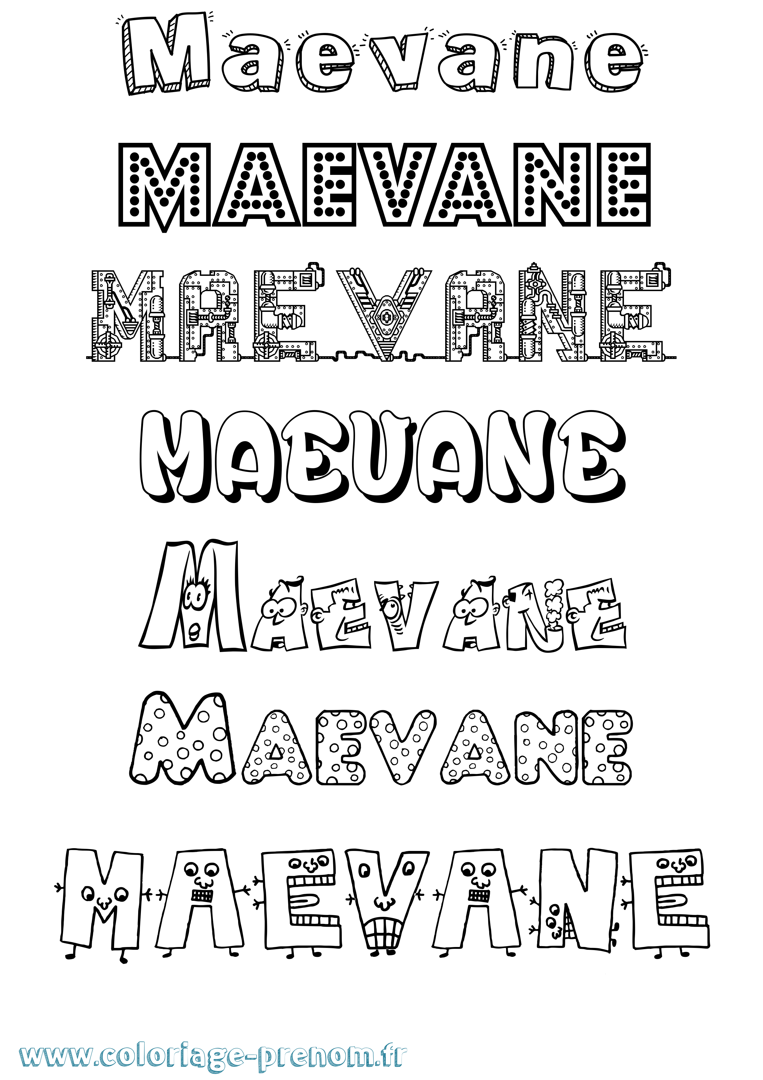 Coloriage prénom Maevane Fun