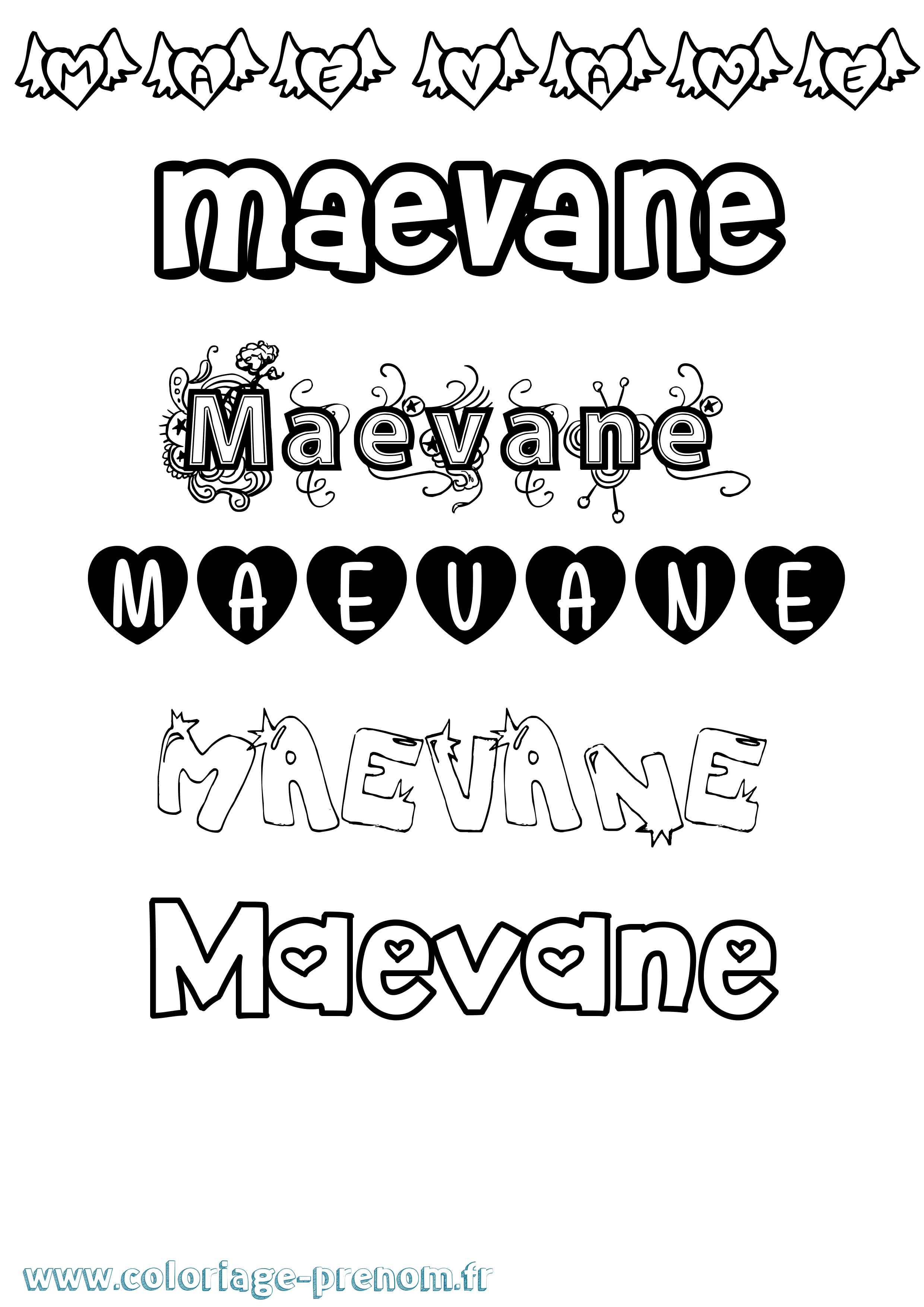 Coloriage prénom Maevane Girly
