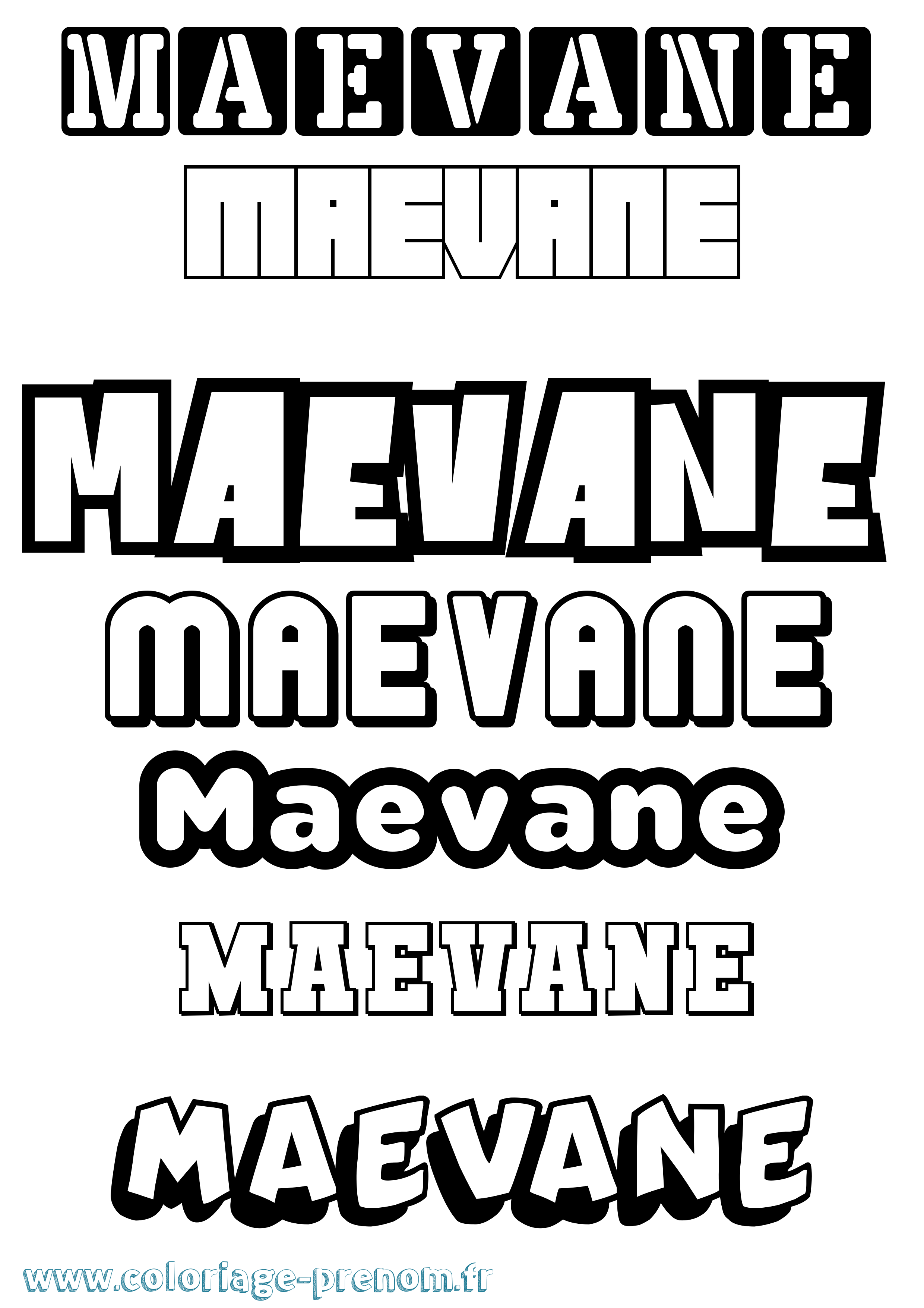 Coloriage prénom Maevane Simple