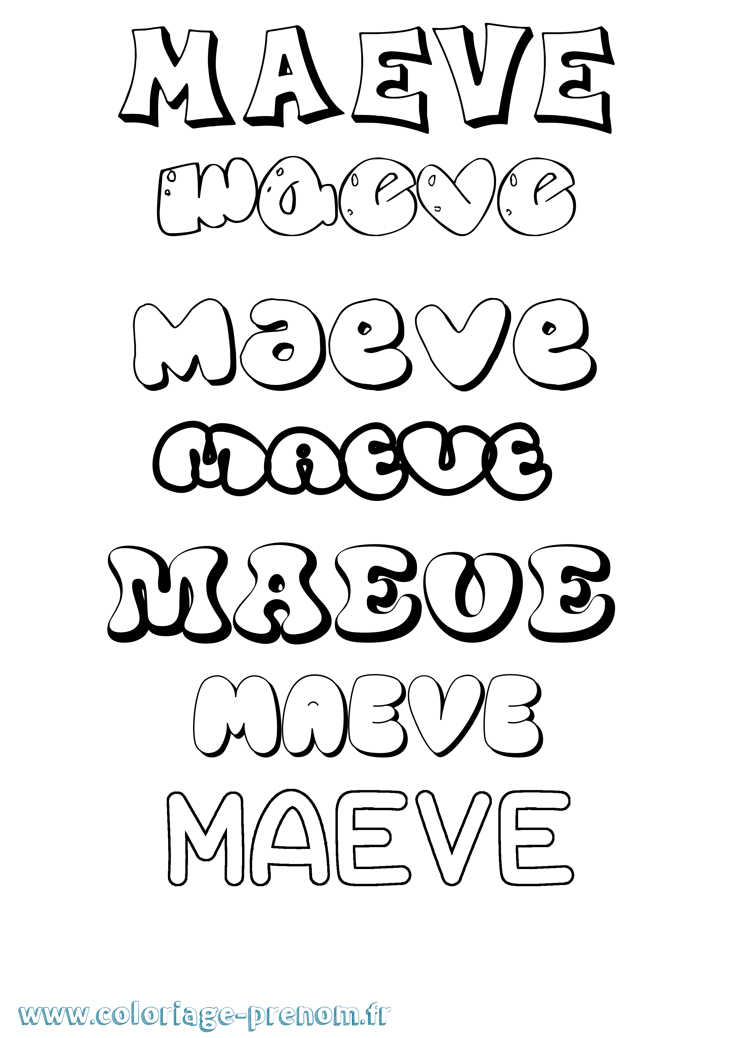 Coloriage prénom Maeve Bubble