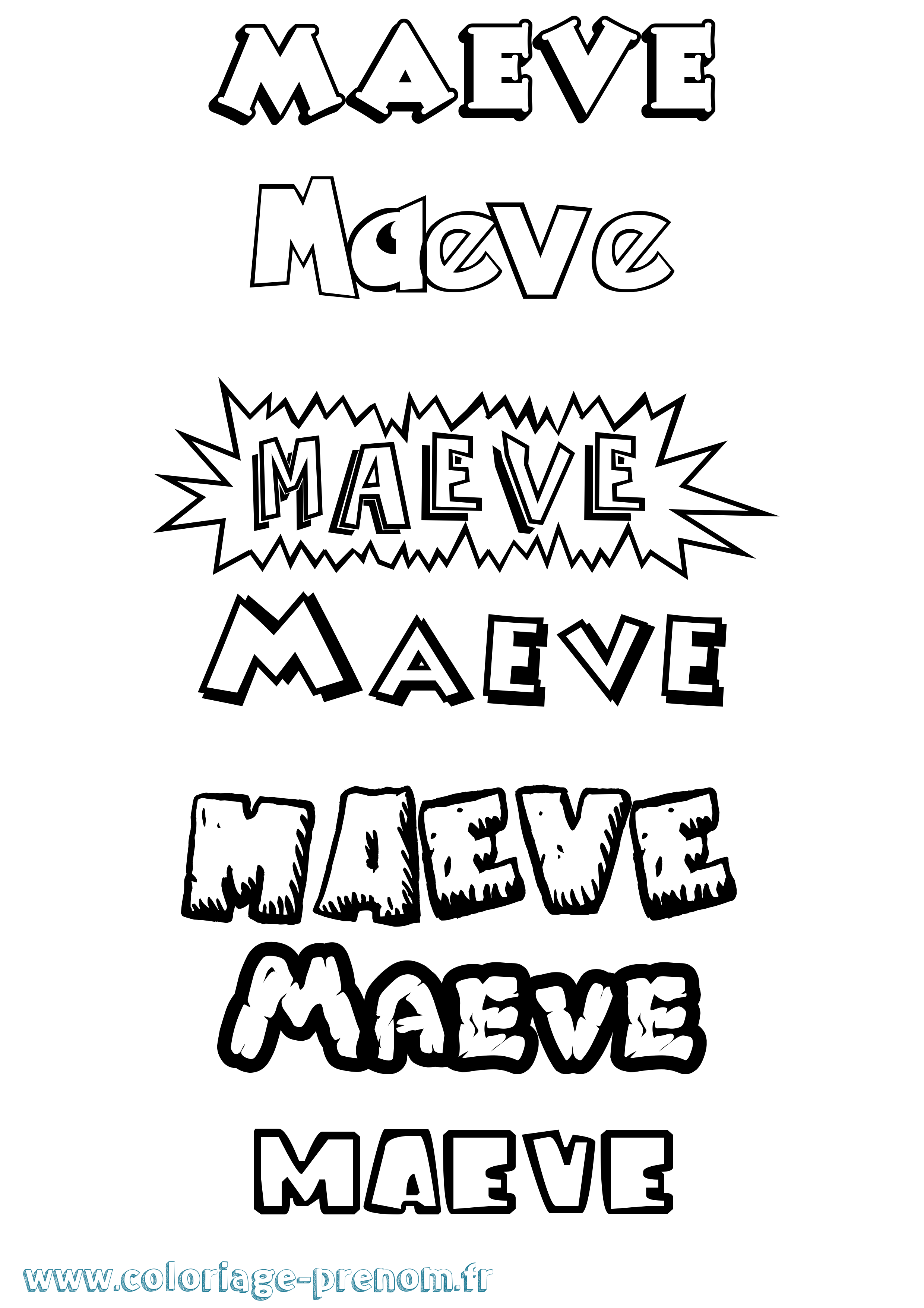 Coloriage Maeve Dessin Animé Coloriage prénom Maeve Dessin Animé