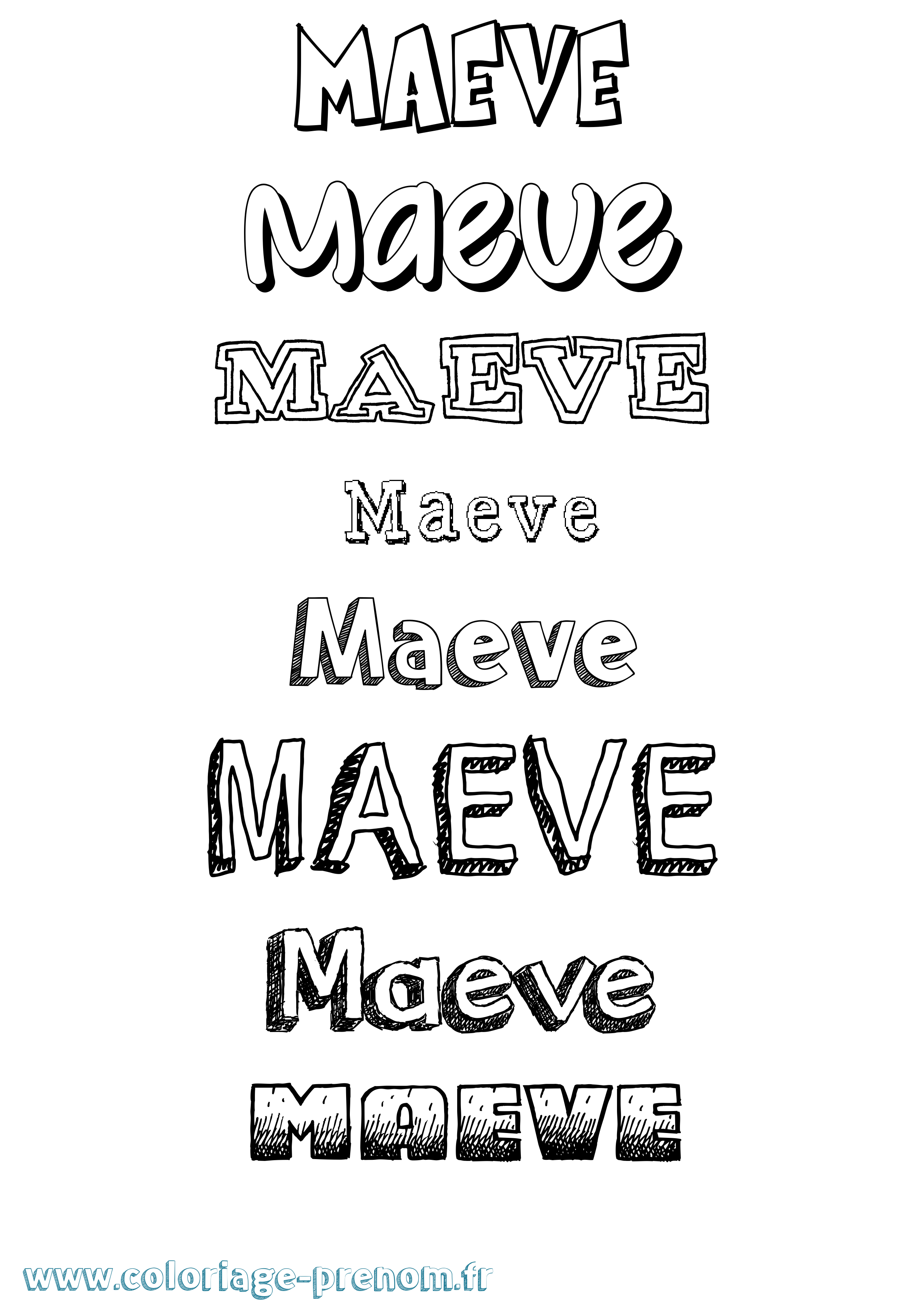 Coloriage Maeve Dessiné Coloriage prénom Maeve Dessiné