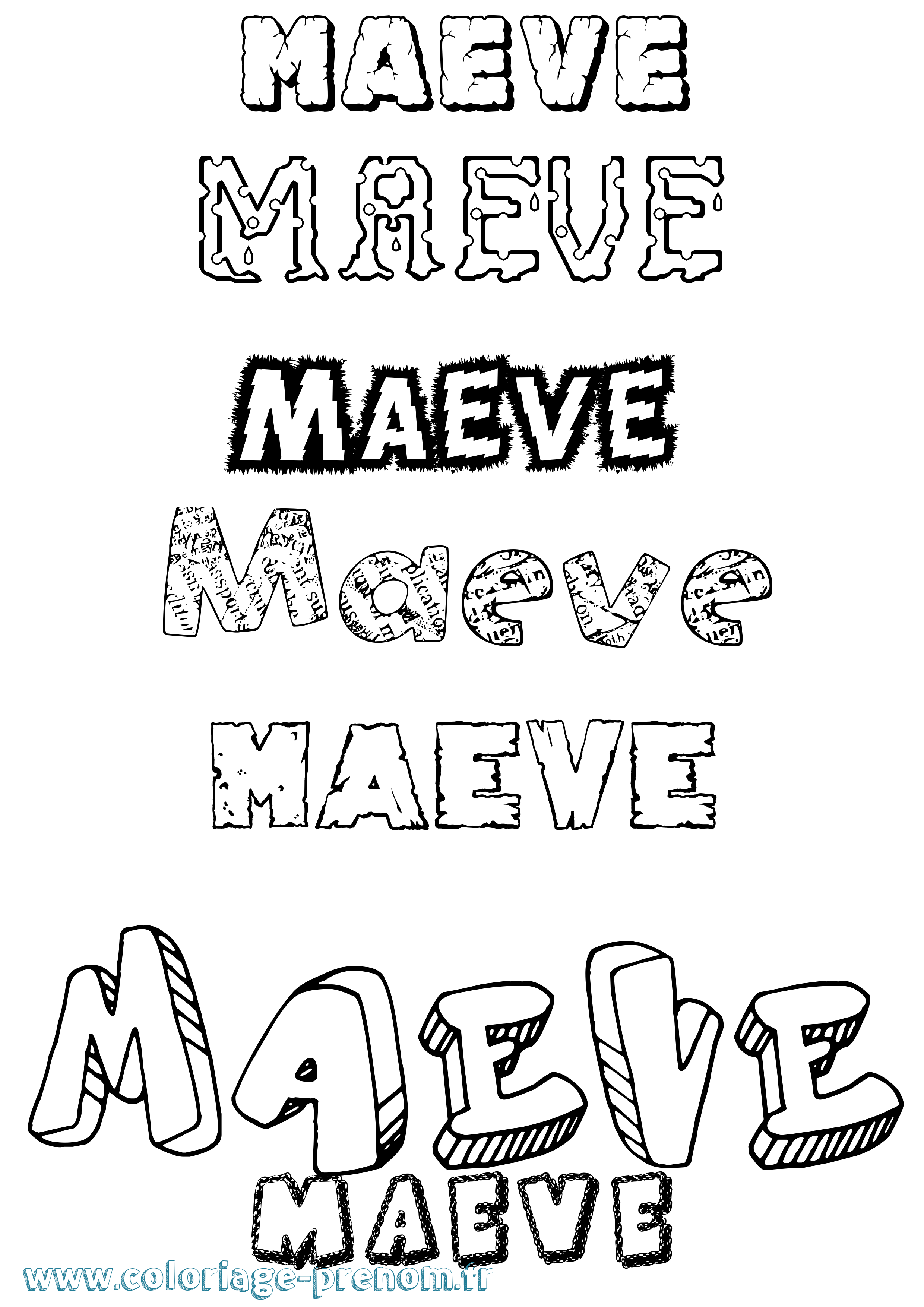 Coloriage Maeve Destructuré Coloriage prénom Maeve Destructuré