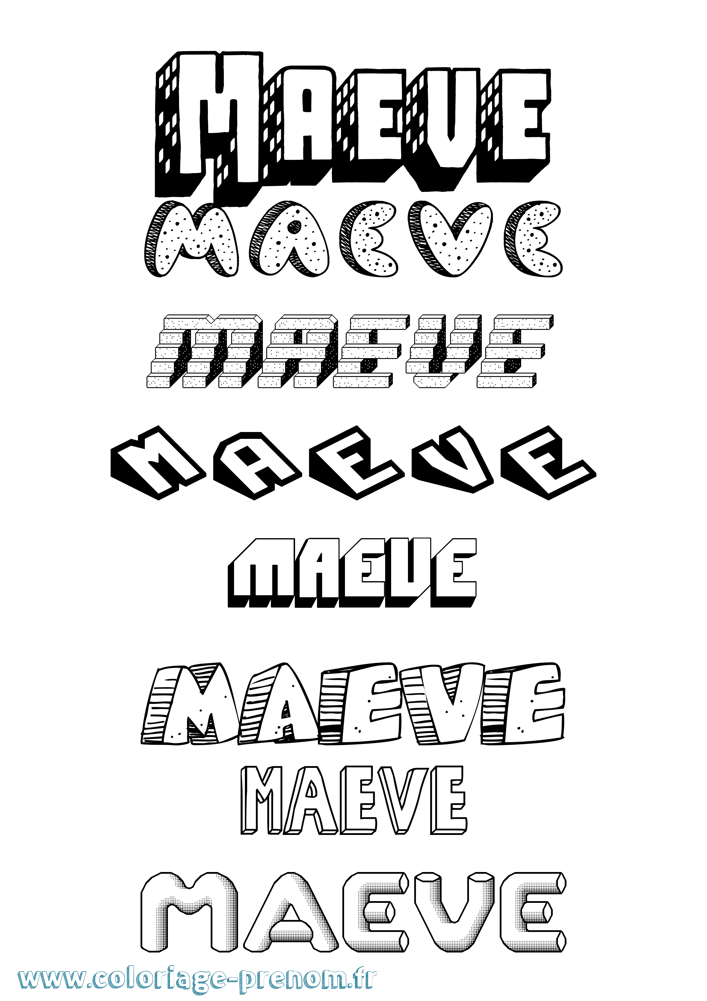 Coloriage Maeve Effet 3D Coloriage prénom Maeve Effet 3D