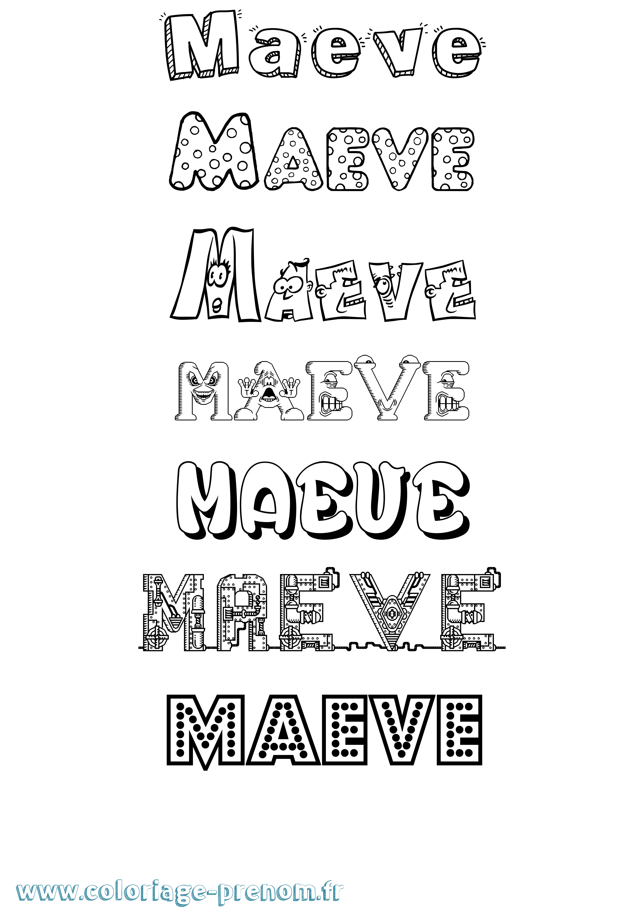 Coloriage prénom Maeve Fun