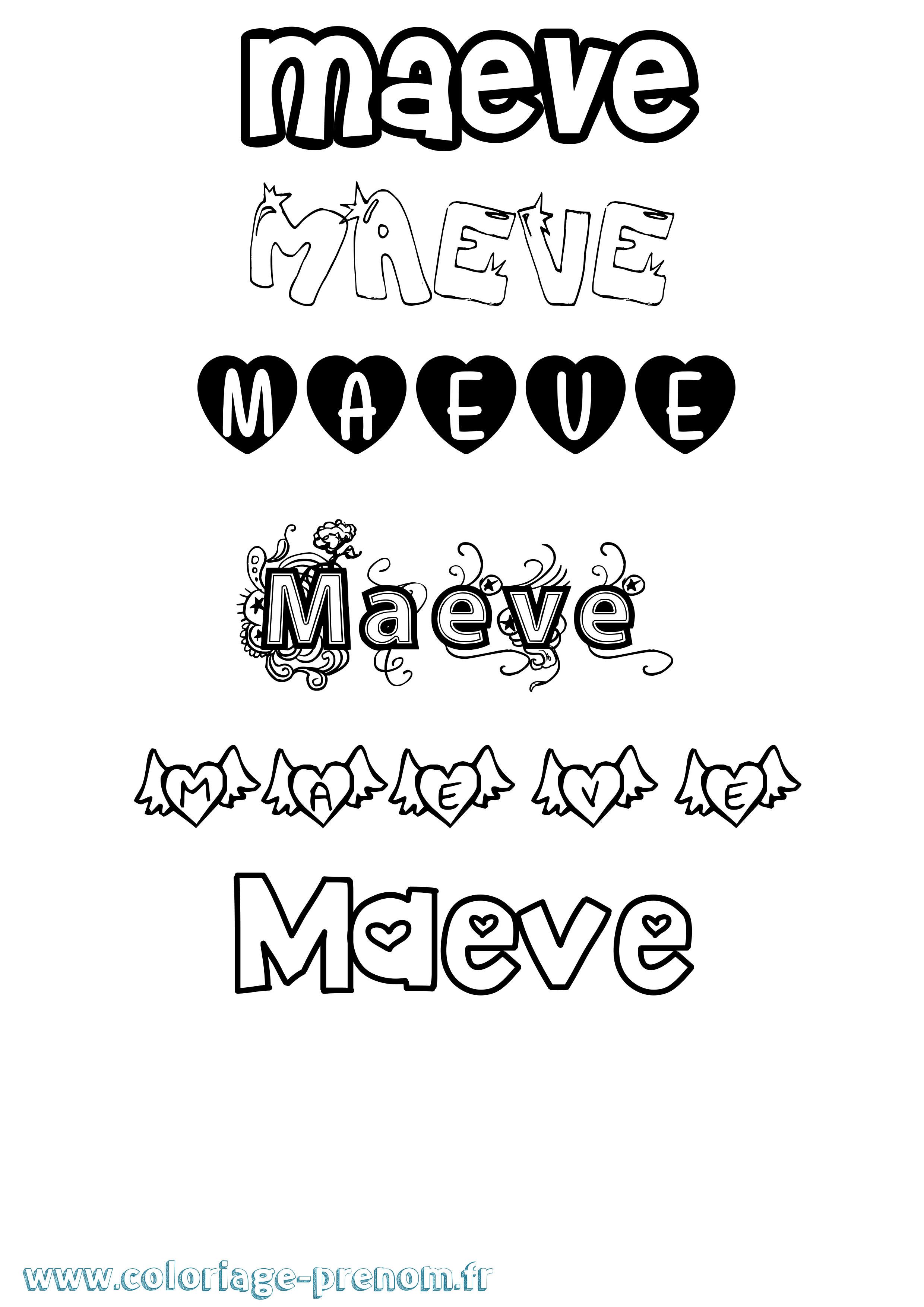 Coloriage Maeve Girly Coloriage prénom Maeve Girly