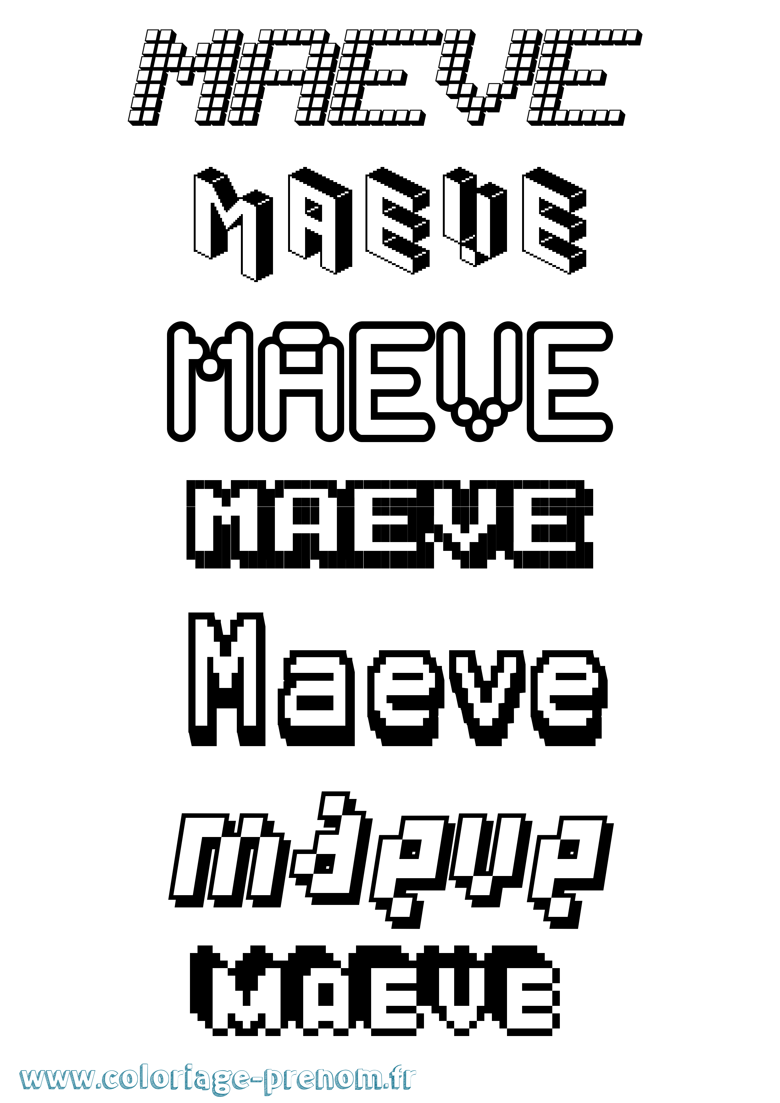 Coloriage Maeve Pixel Coloriage prénom Maeve Pixel