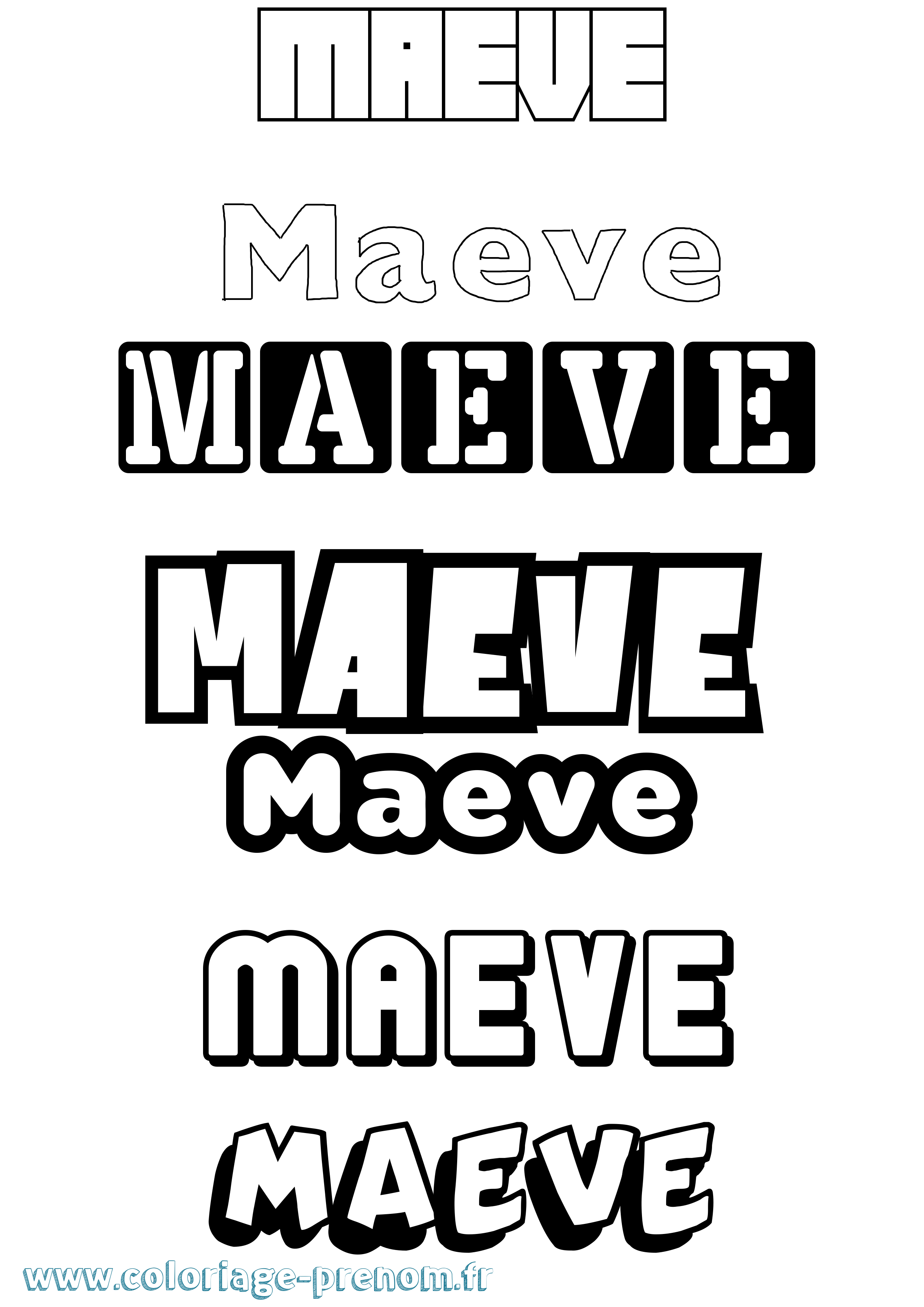 Coloriage prénom Maeve Simple