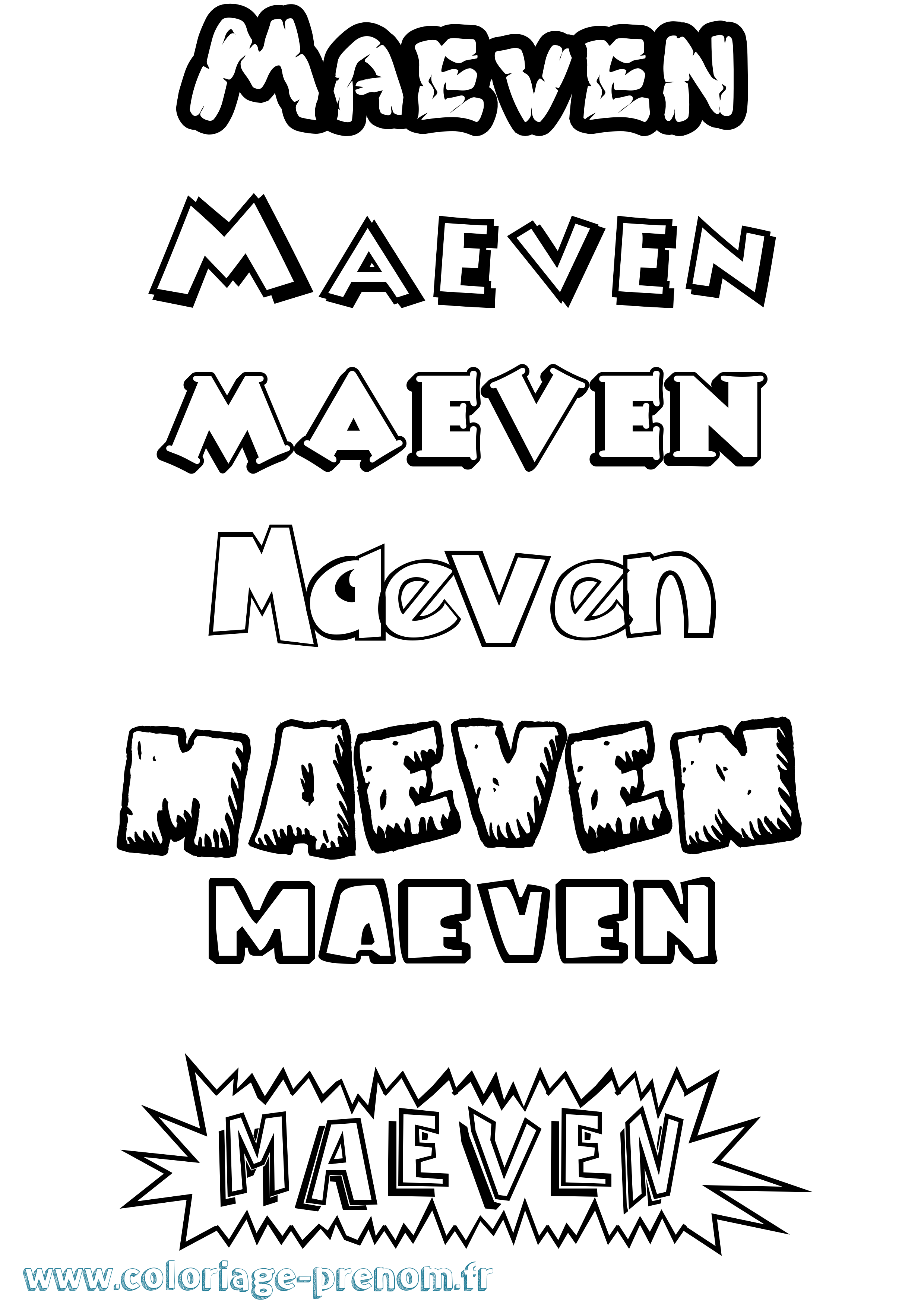 Coloriage prénom Maeven Dessin Animé