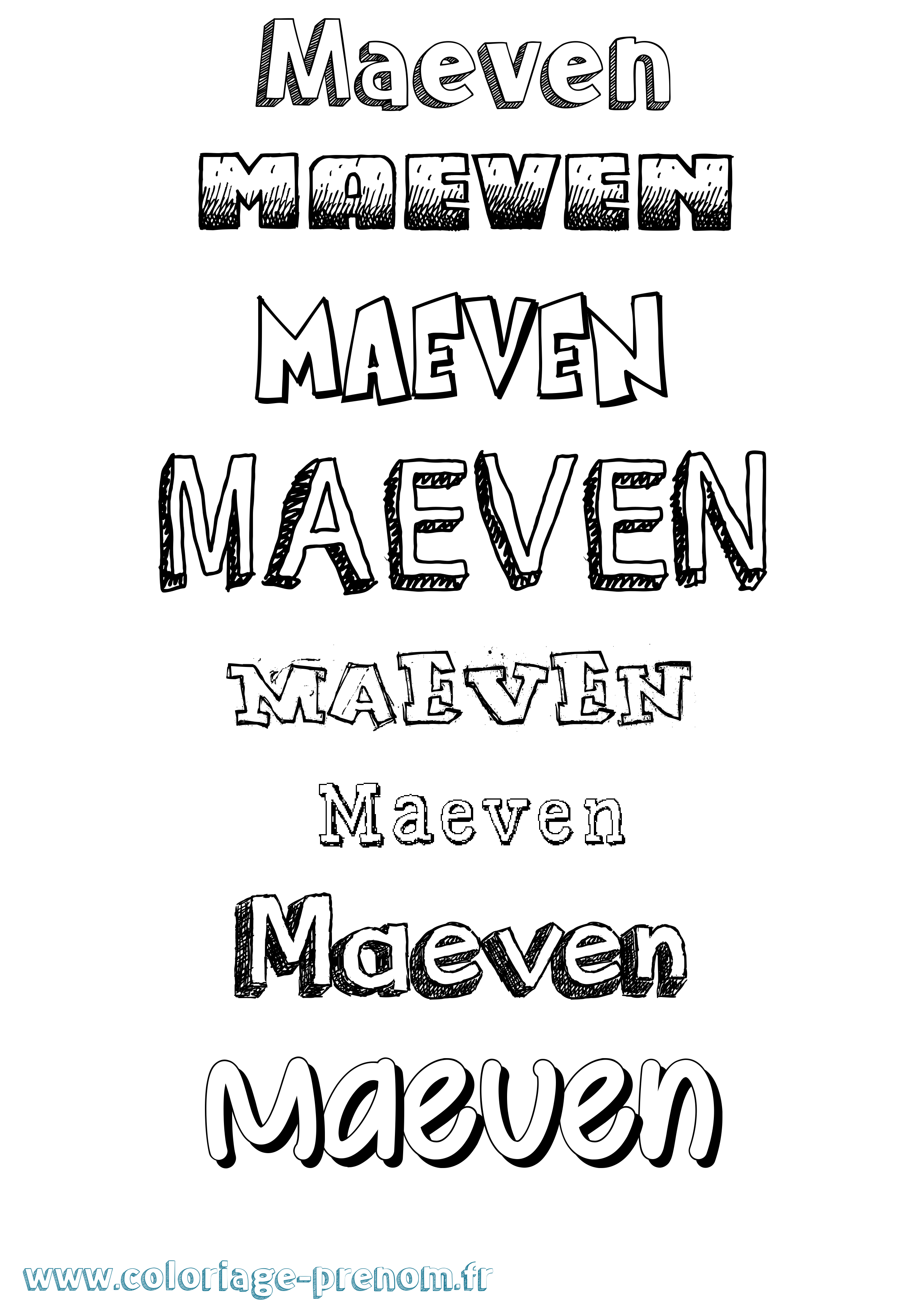 Coloriage prénom Maeven Dessiné