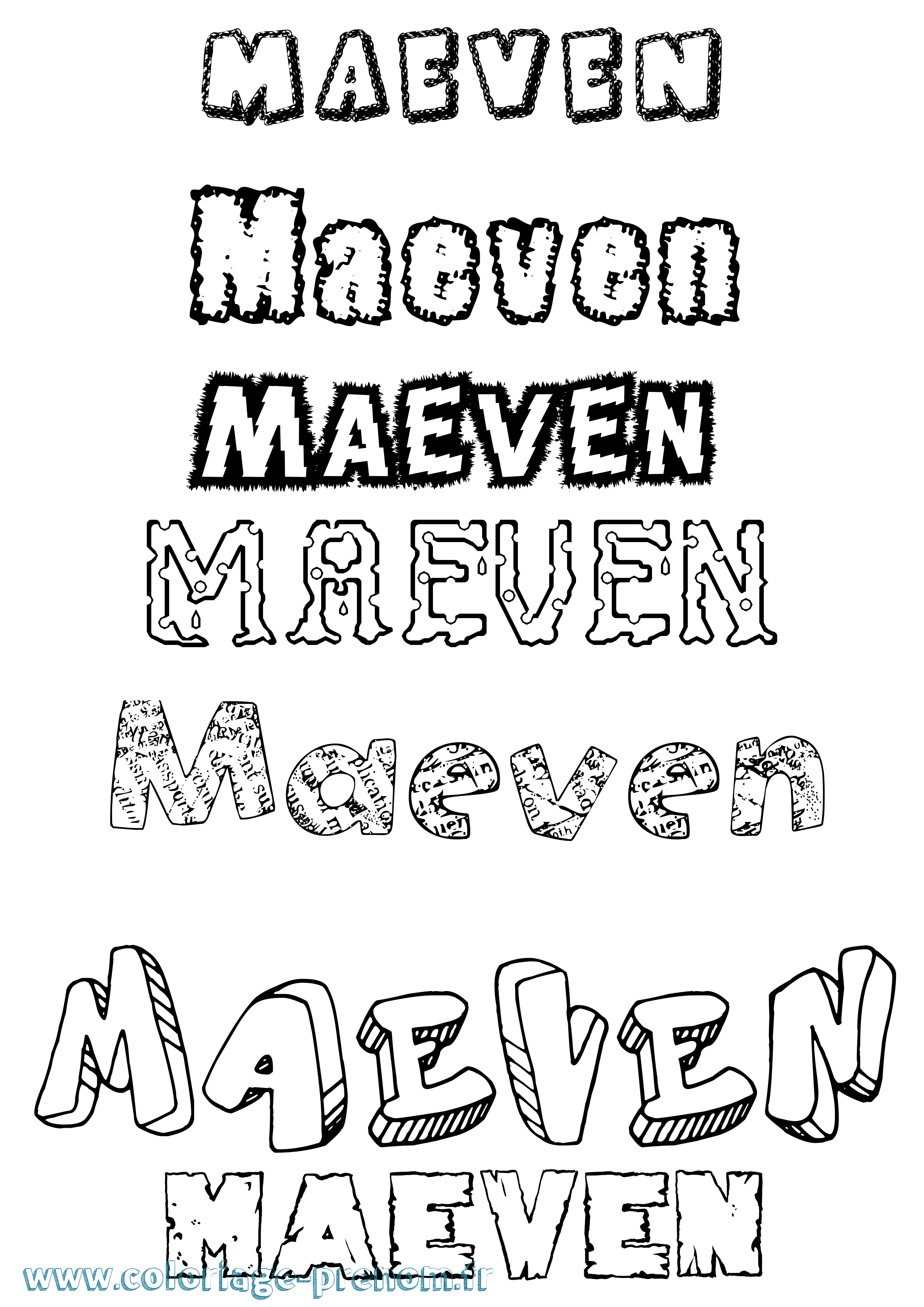 Coloriage prénom Maeven Destructuré