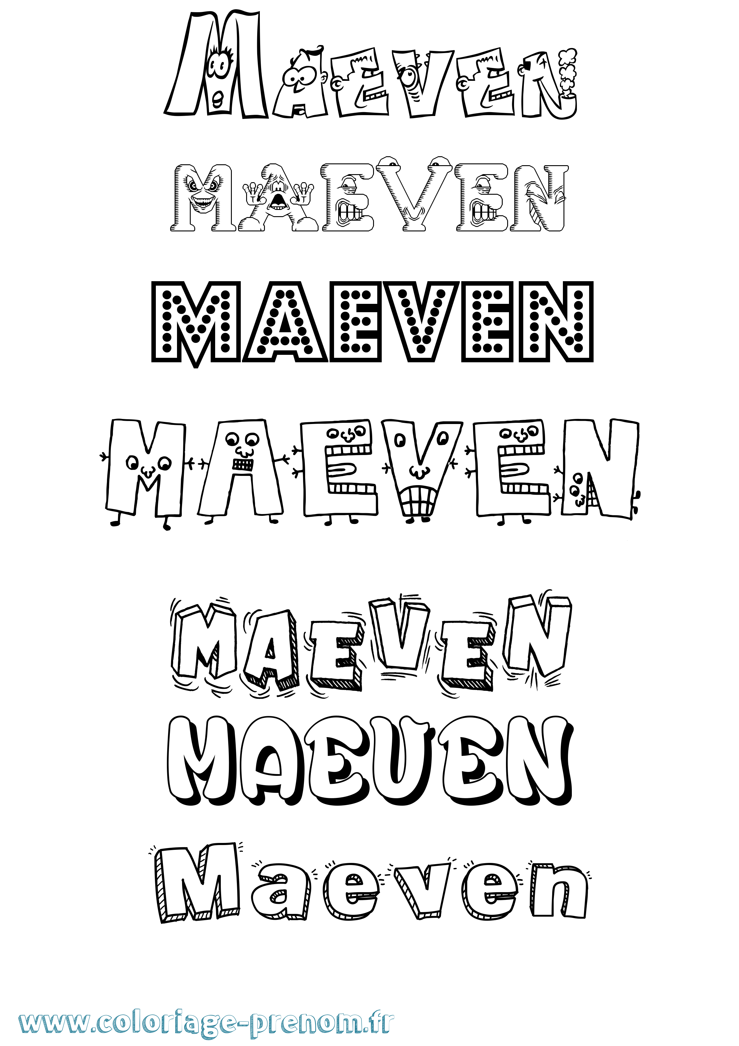 Coloriage prénom Maeven Fun