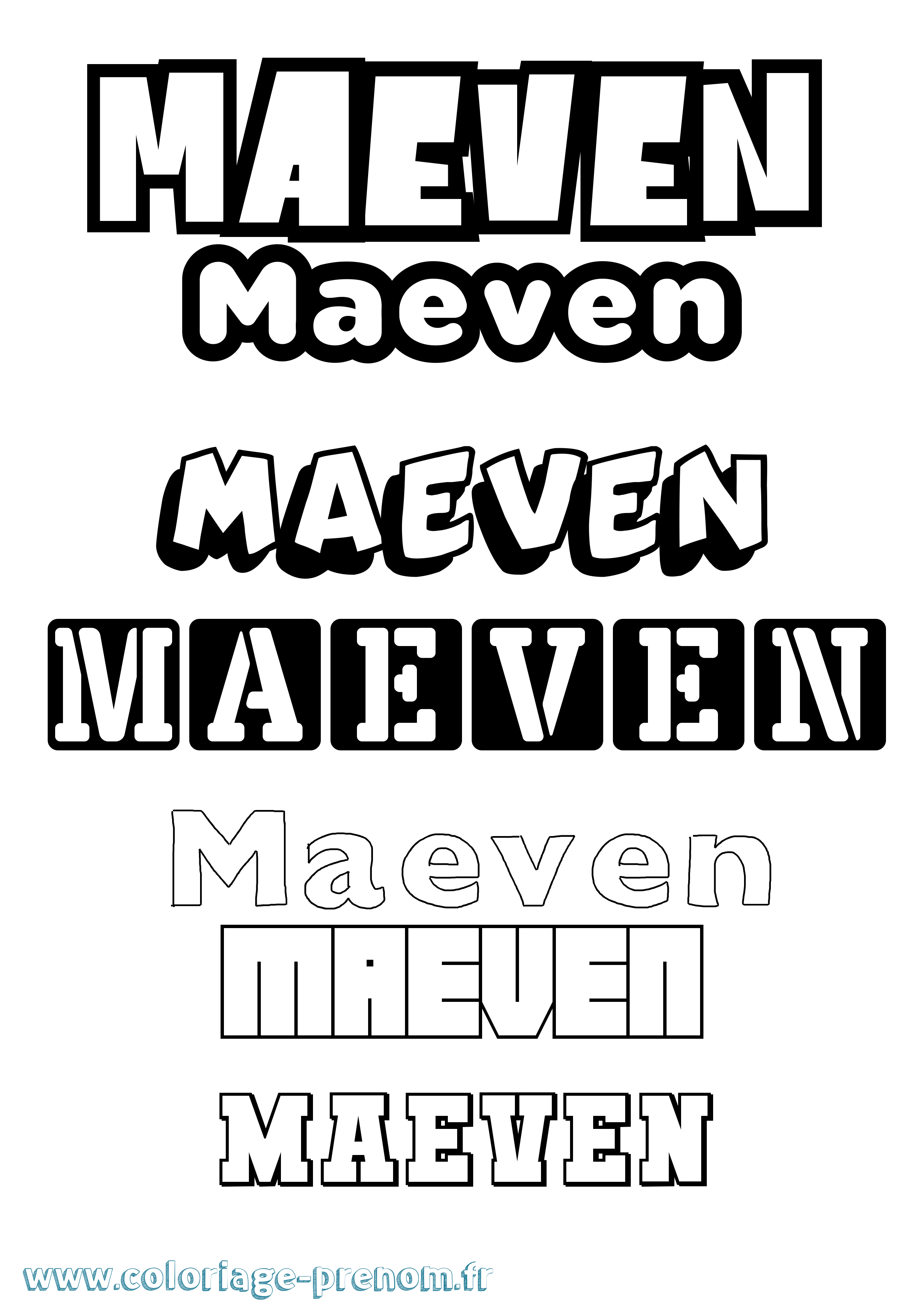 Coloriage prénom Maeven Simple