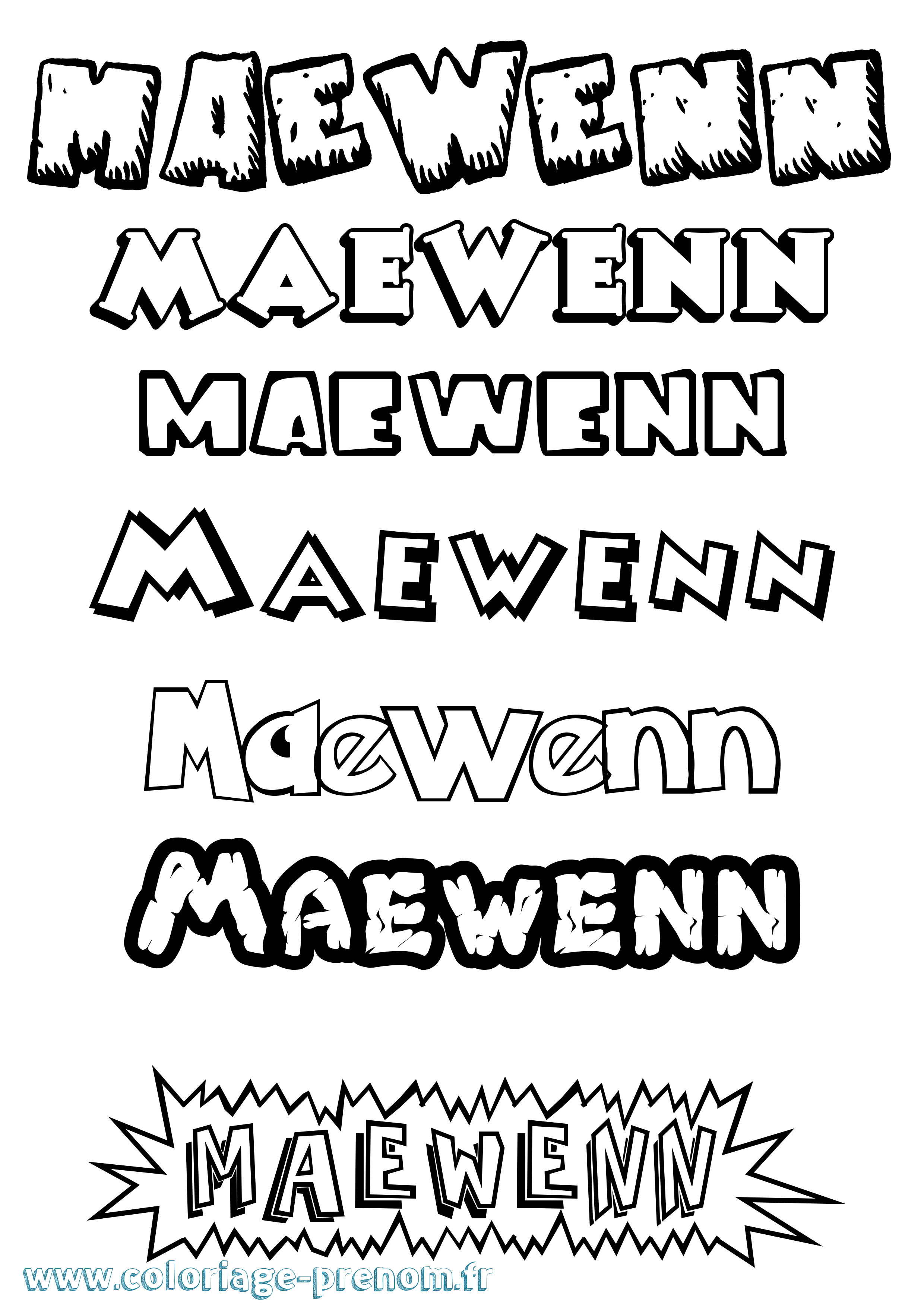 Coloriage Maewenn Dessin Animé Coloriage prénom Maewenn Dessin Animé