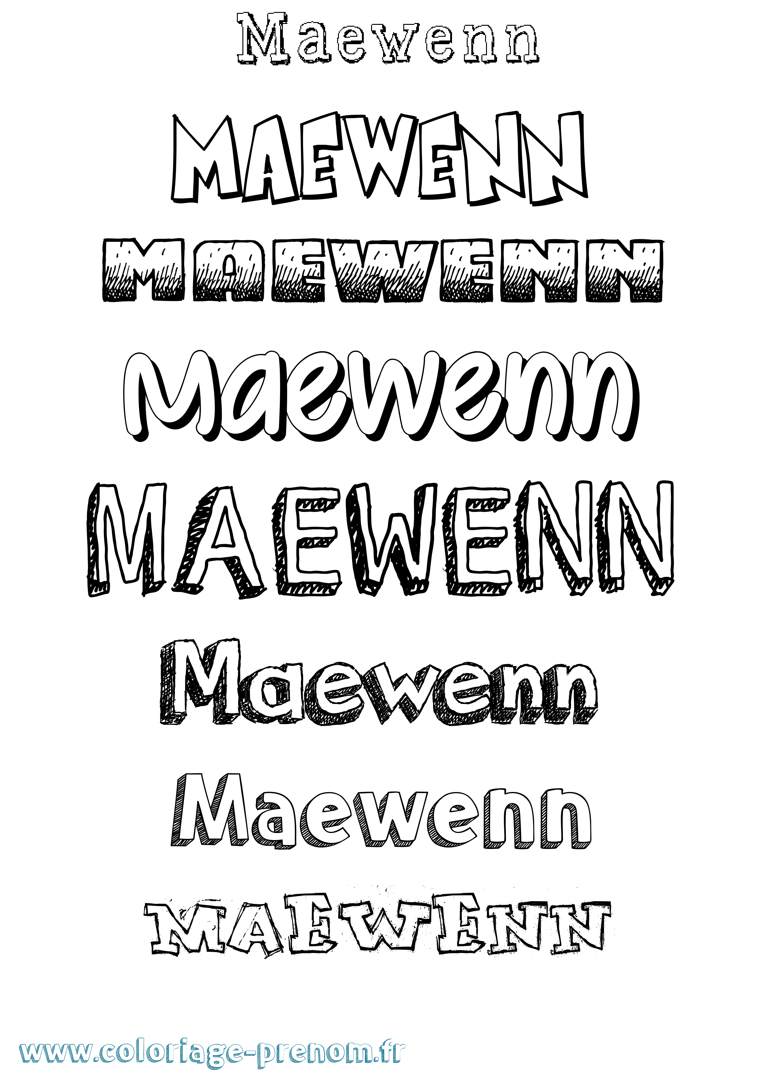 Coloriage Maewenn Dessiné Coloriage prénom Maewenn Dessiné