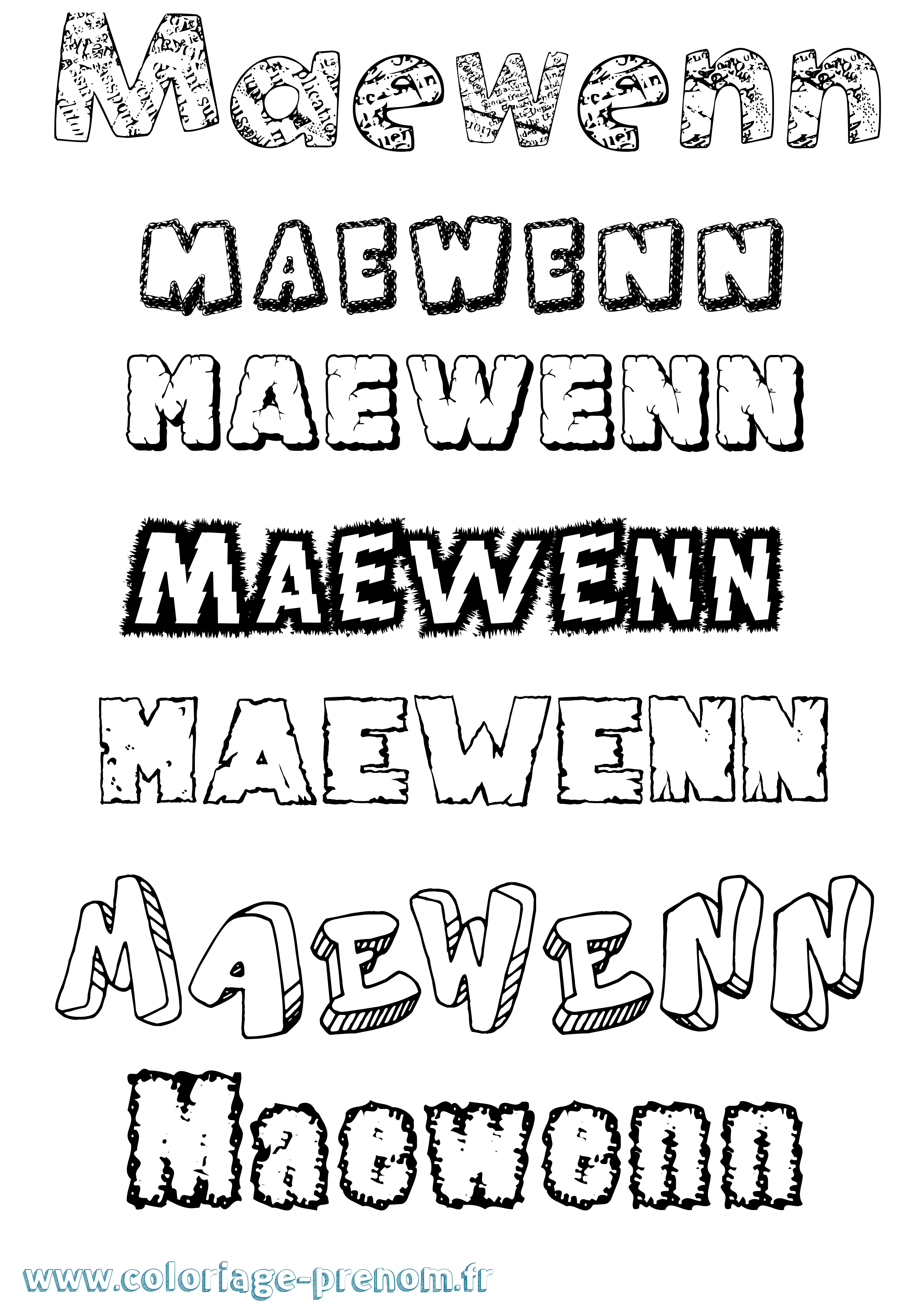 Coloriage Maewenn Destructuré Coloriage prénom Maewenn Destructuré