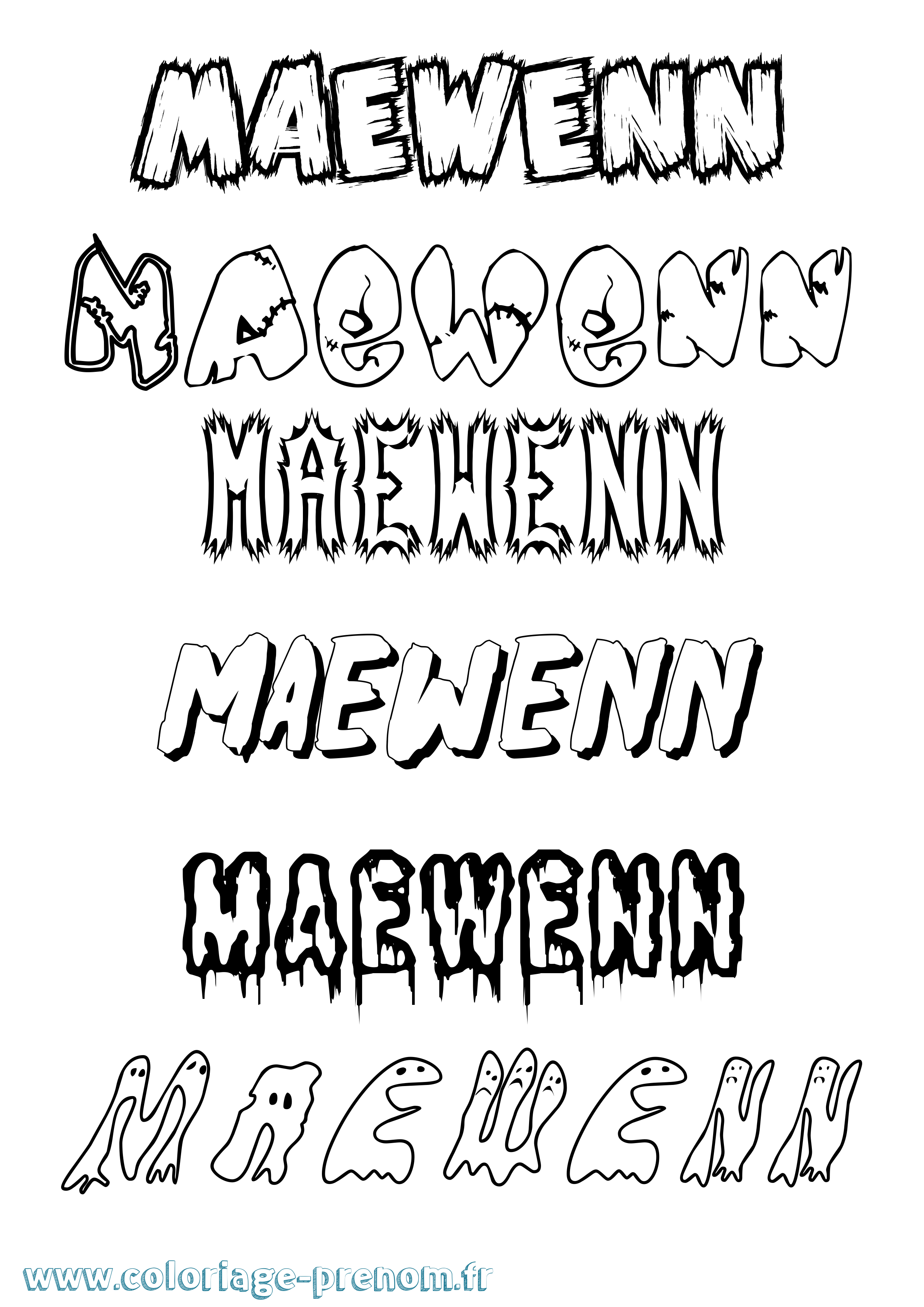 Coloriage prénom Maewenn Frisson