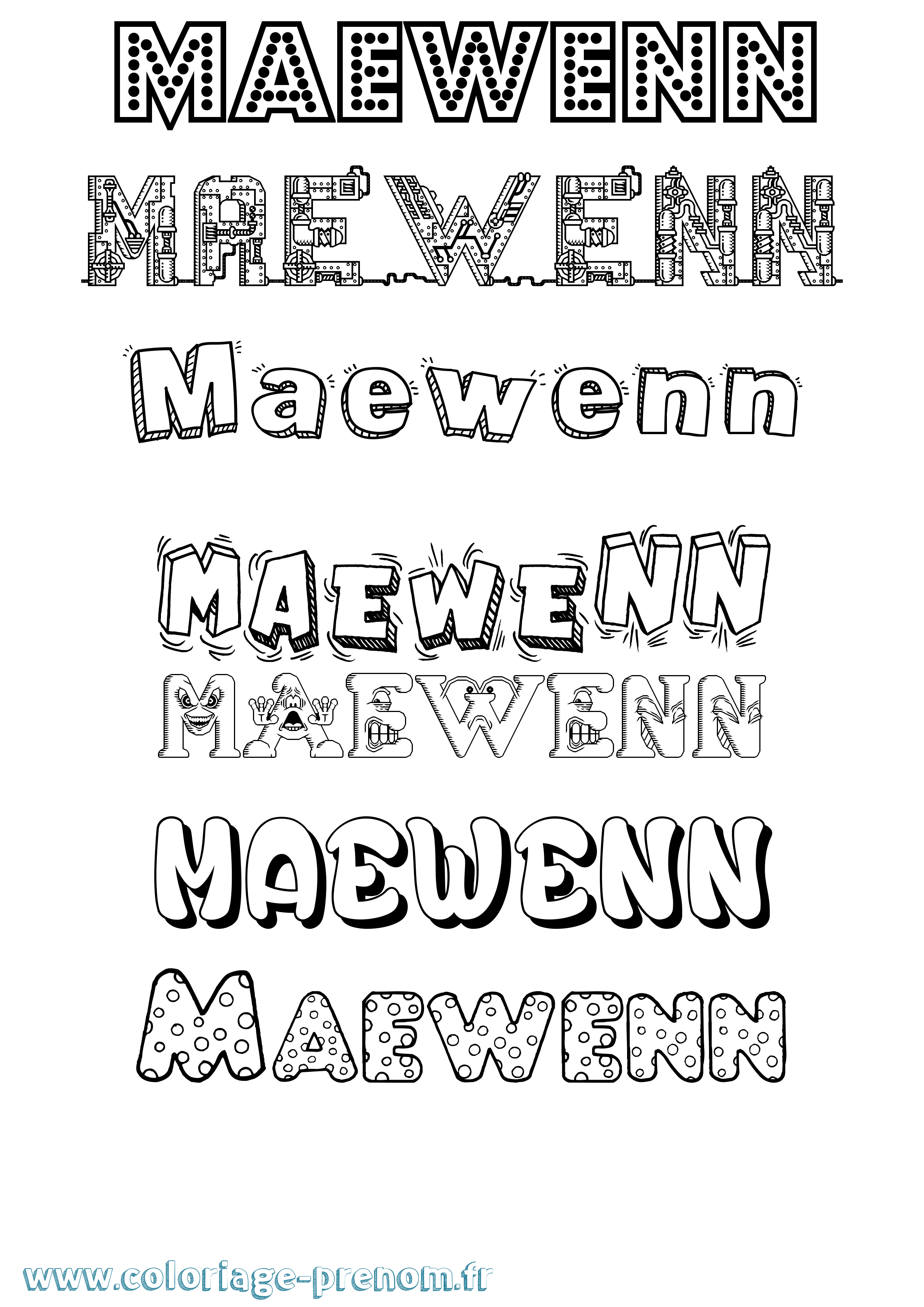 Coloriage prénom Maewenn Fun