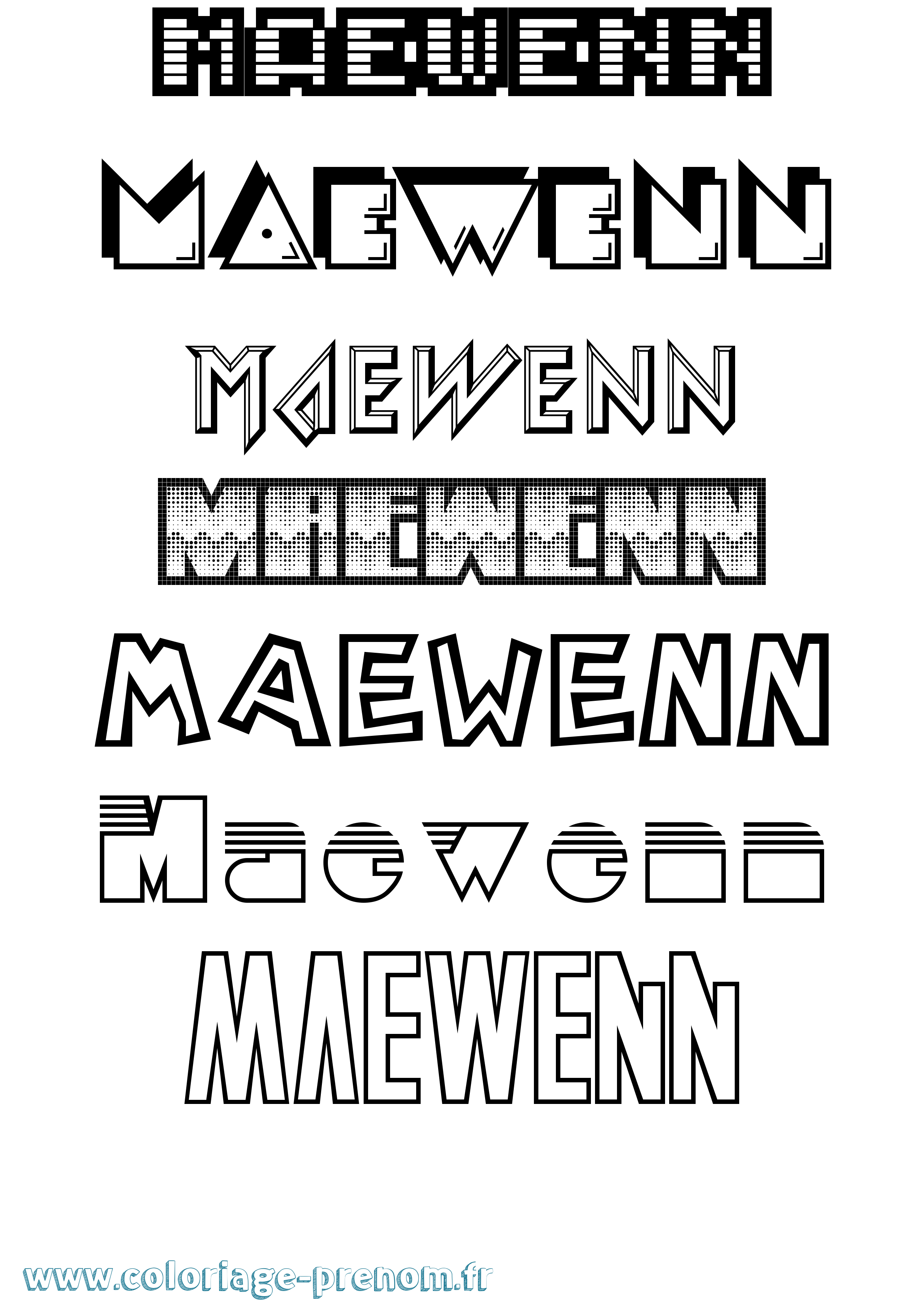 Coloriage prénom Maewenn Jeux Vidéos