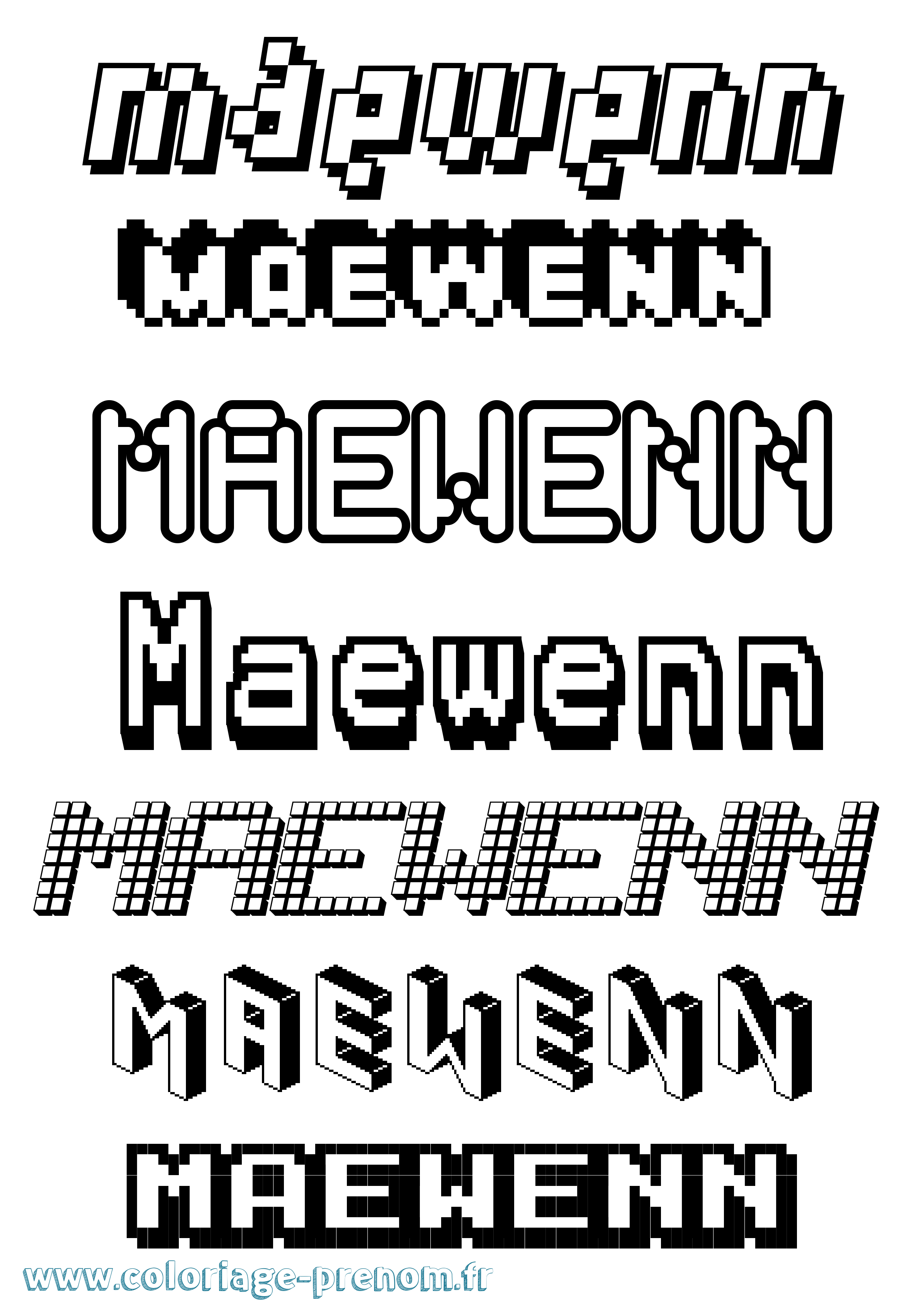 Coloriage Maewenn Pixel Coloriage prénom Maewenn Pixel