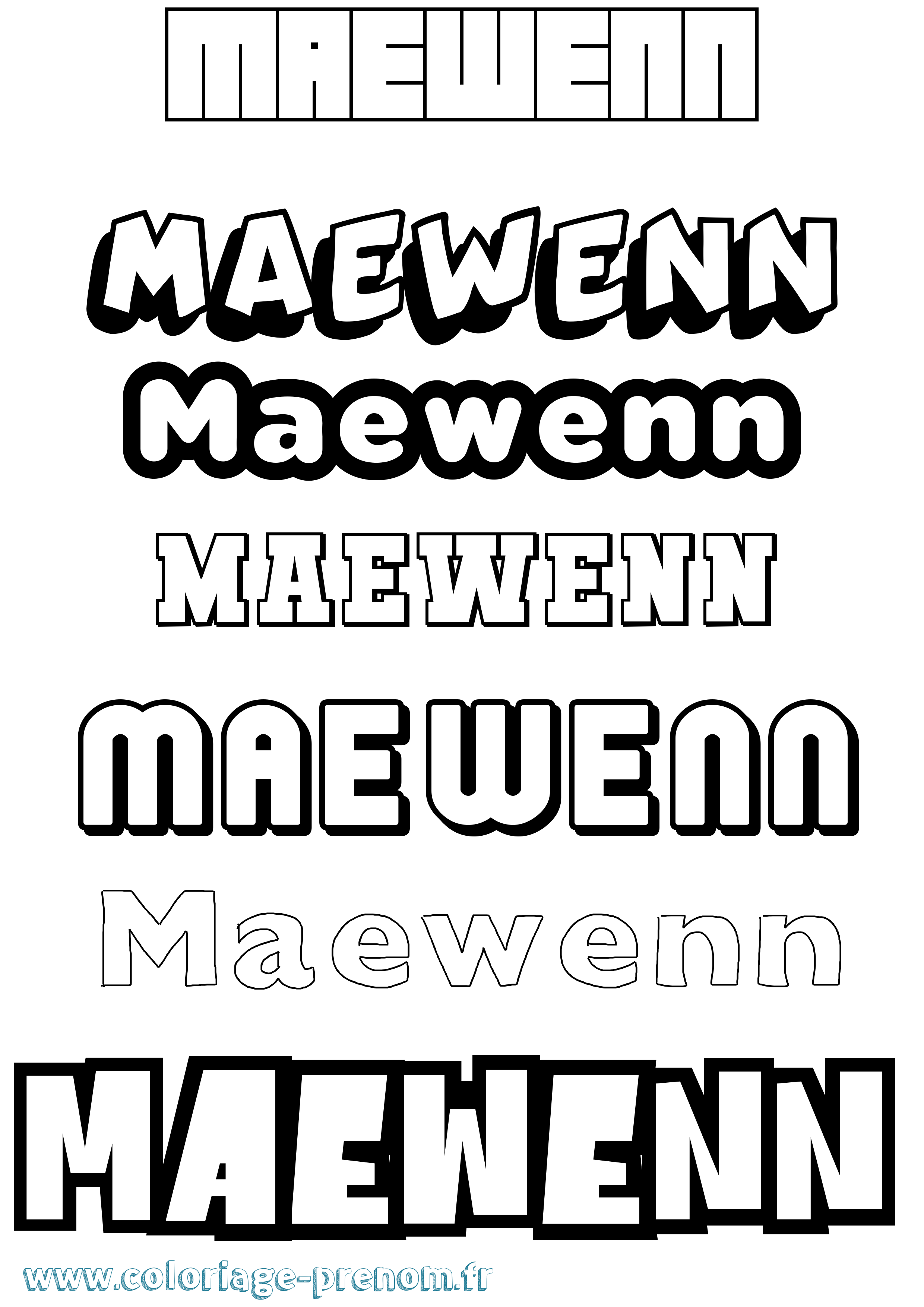 Coloriage prénom Maewenn Simple