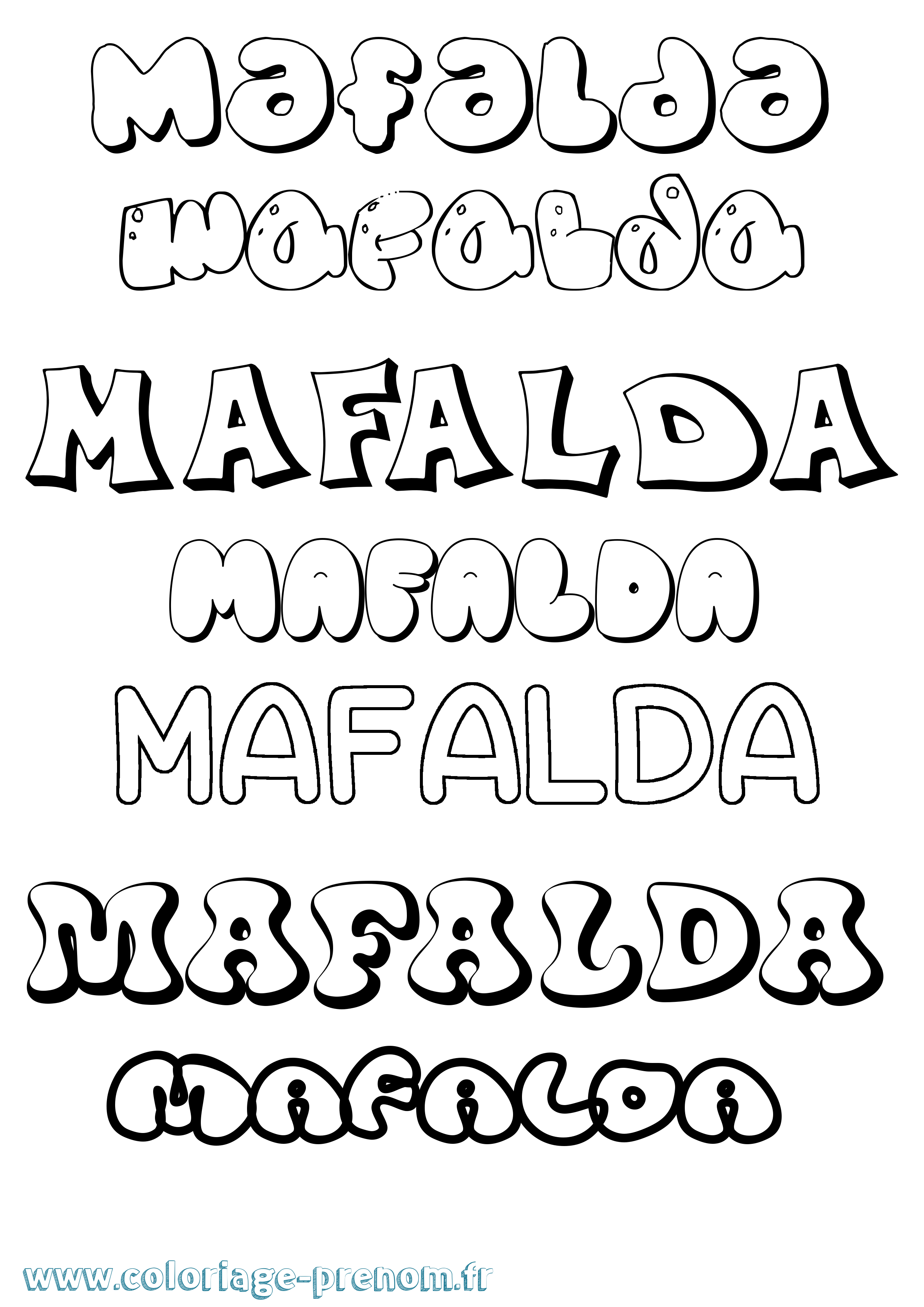 Coloriage Mafalda Bubble Coloriage prénom Mafalda Bubble