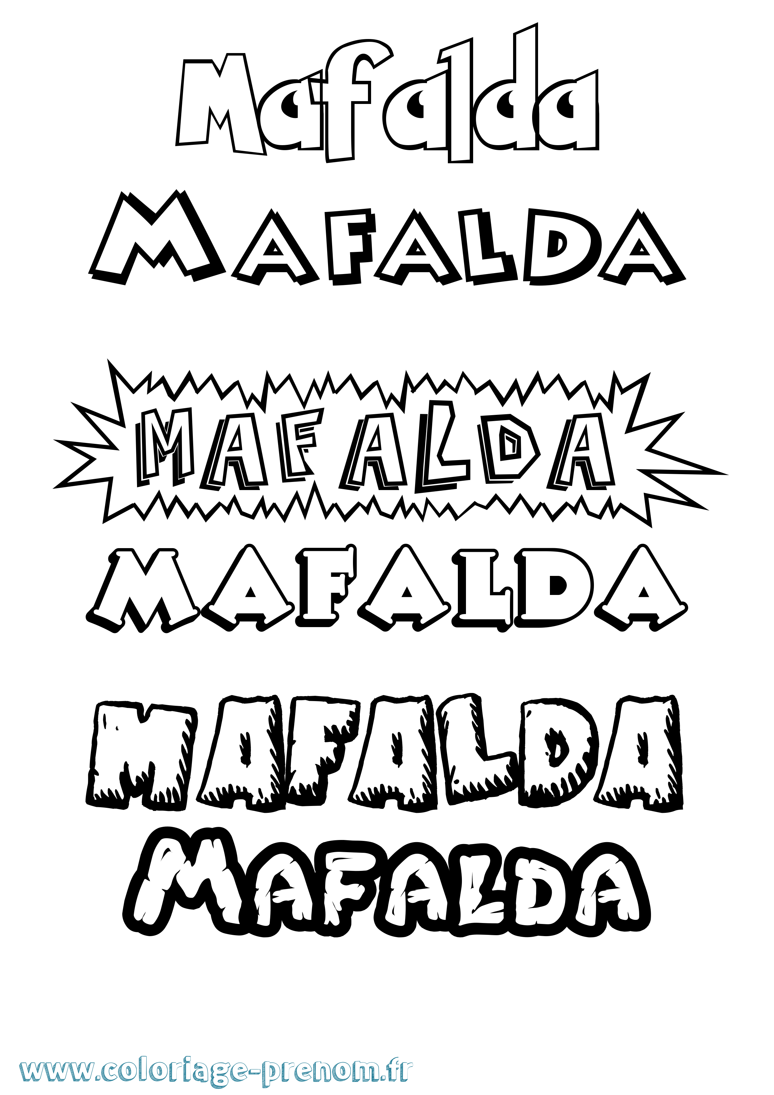 Coloriage Mafalda Dessin Animé Coloriage prénom Mafalda Dessin Animé