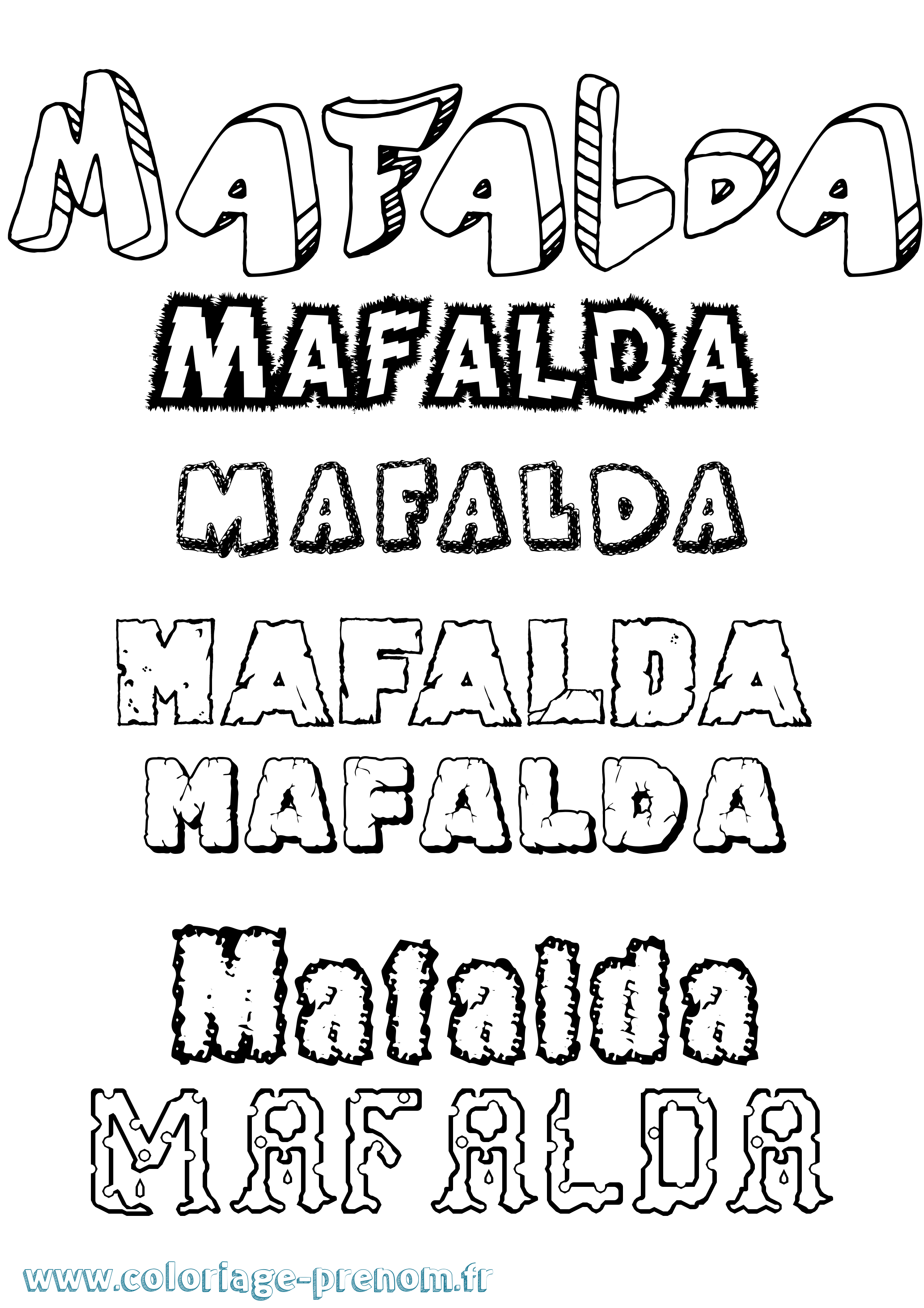 Coloriage Mafalda Destructuré Coloriage prénom Mafalda Destructuré