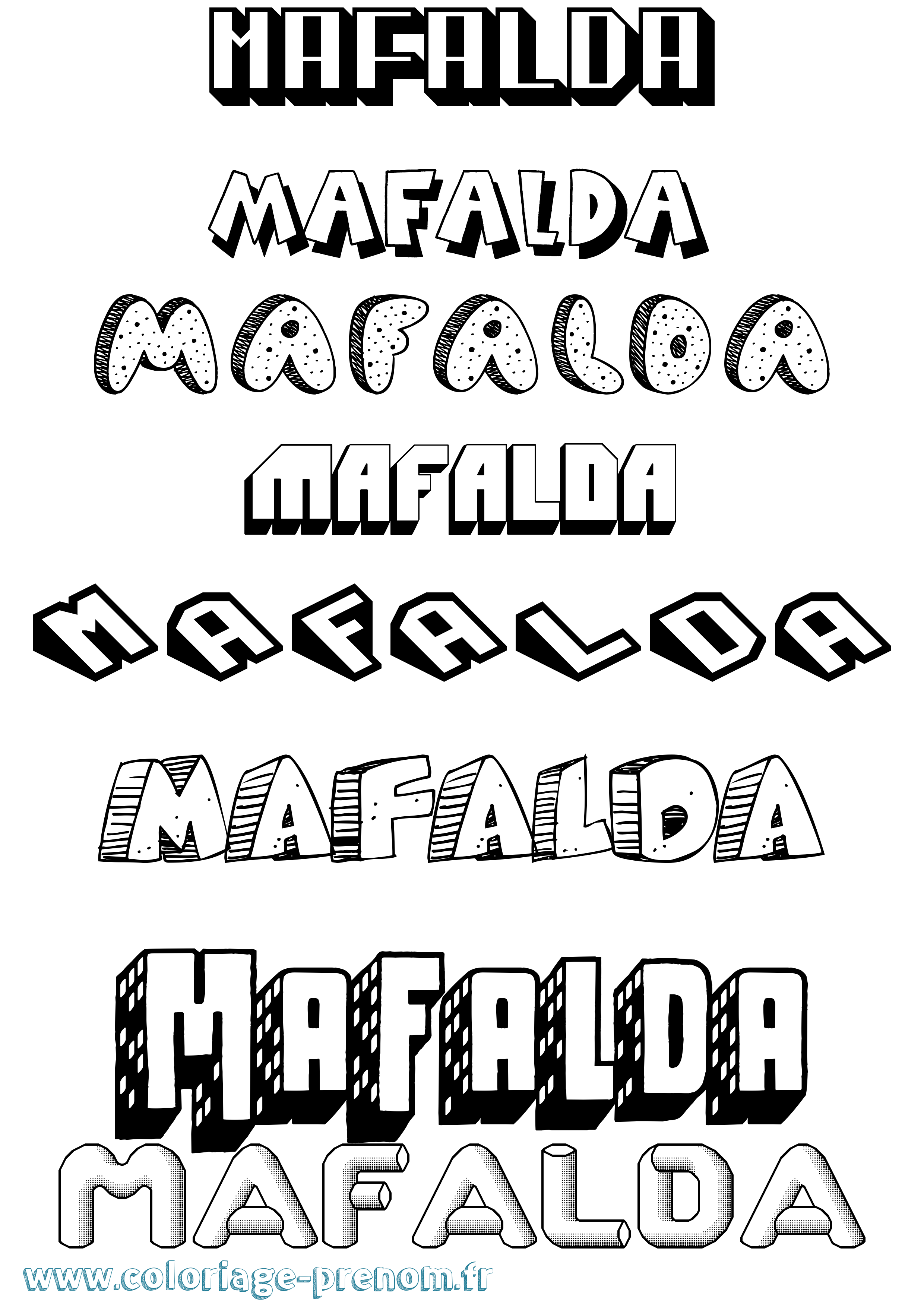 Coloriage Mafalda Effet 3D Coloriage prénom Mafalda Effet 3D