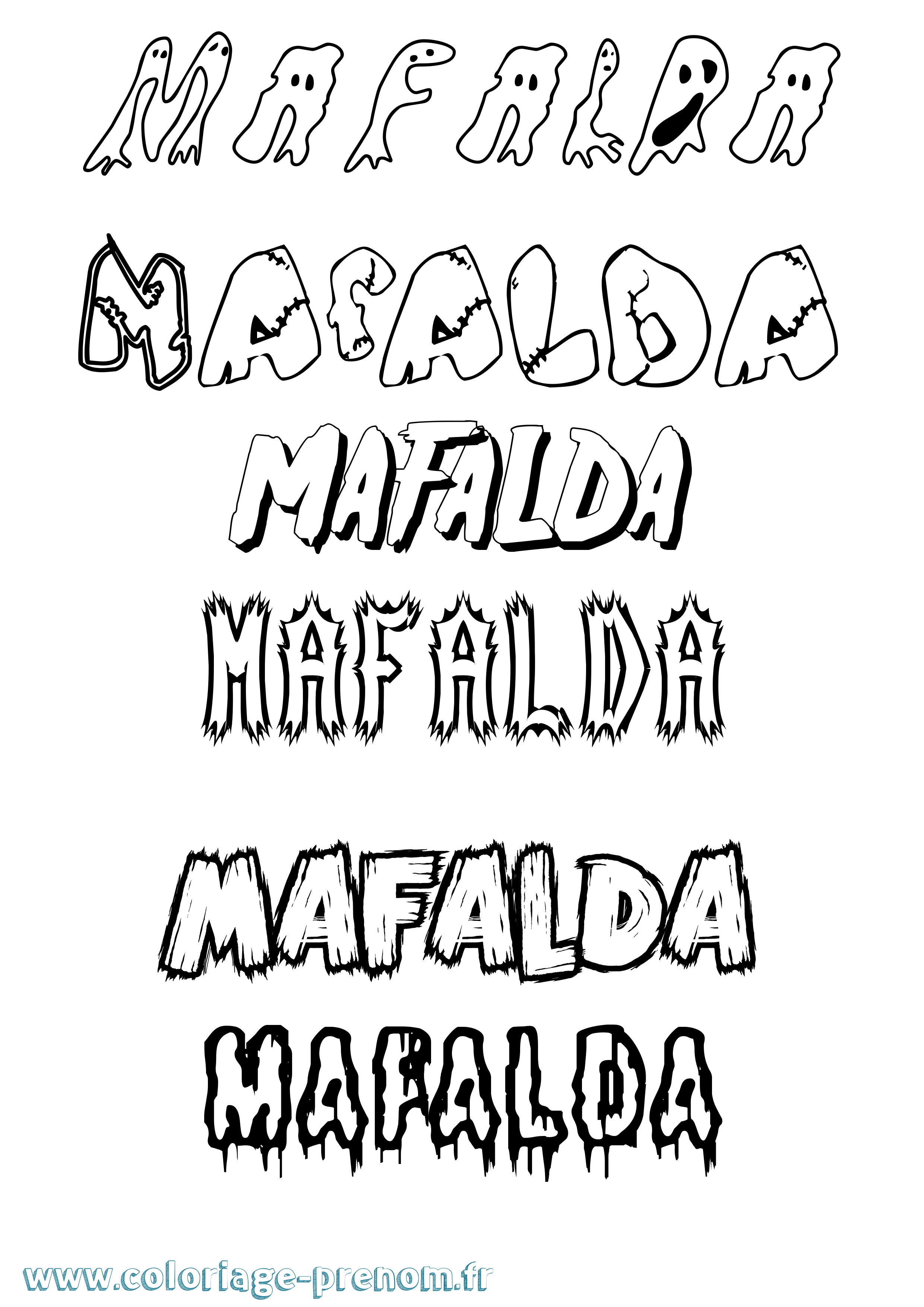 Coloriage Mafalda Frisson Coloriage prénom Mafalda Frisson