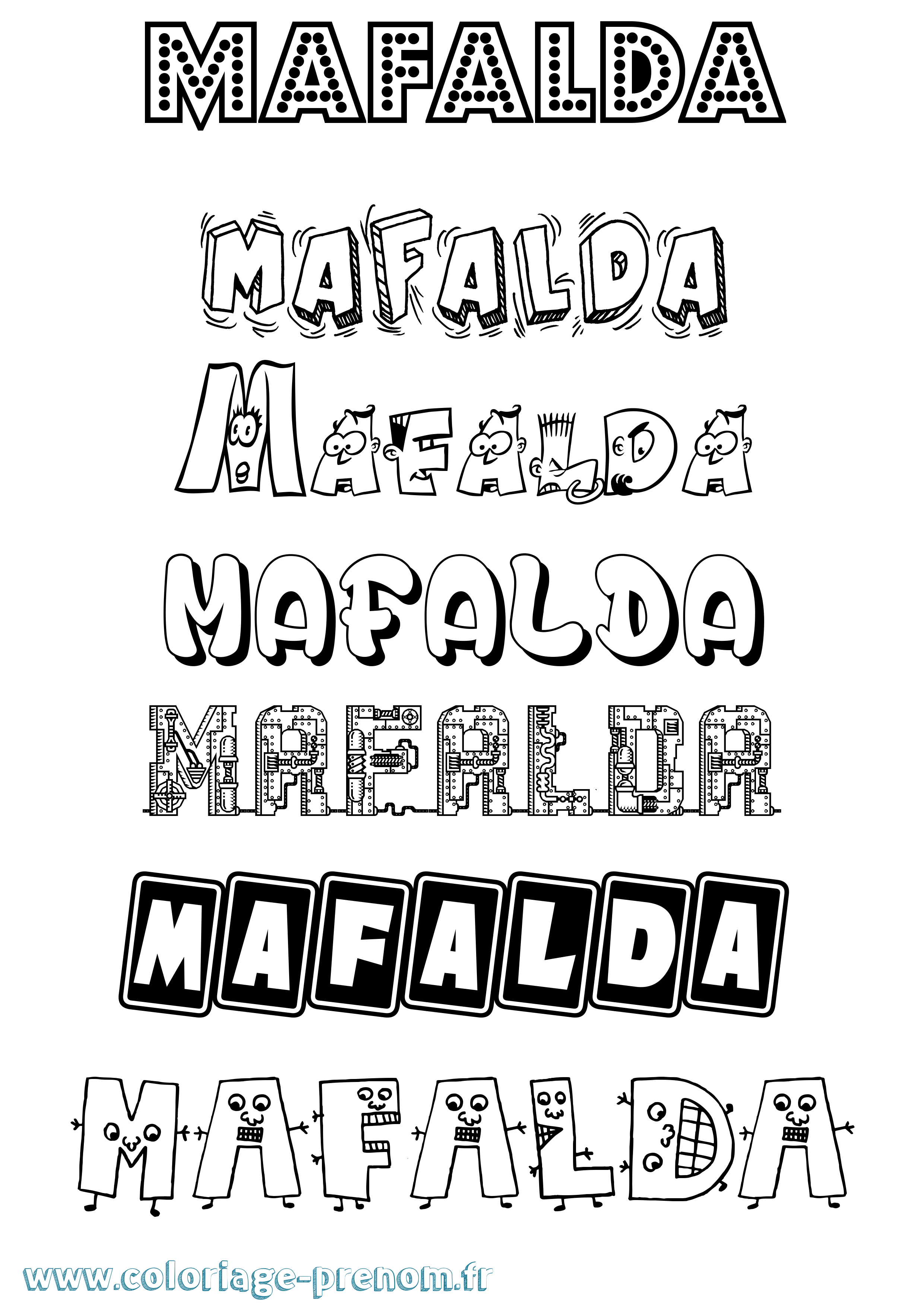 Coloriage Mafalda Fun Coloriage prénom Mafalda Fun