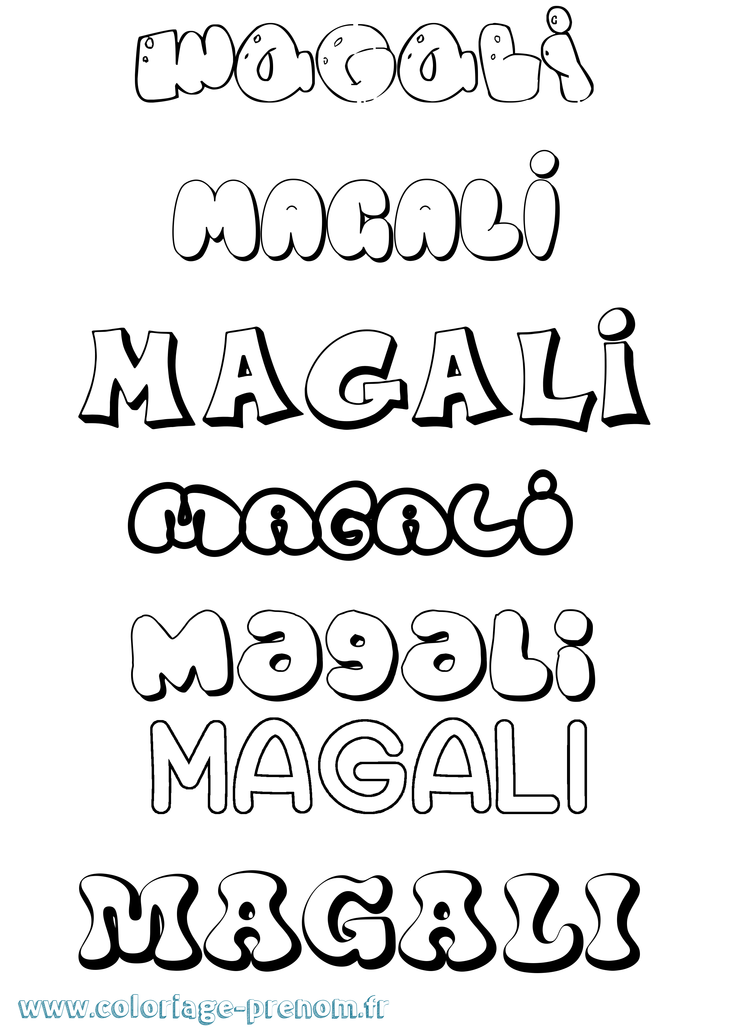 Coloriage prénom Magali Bubble