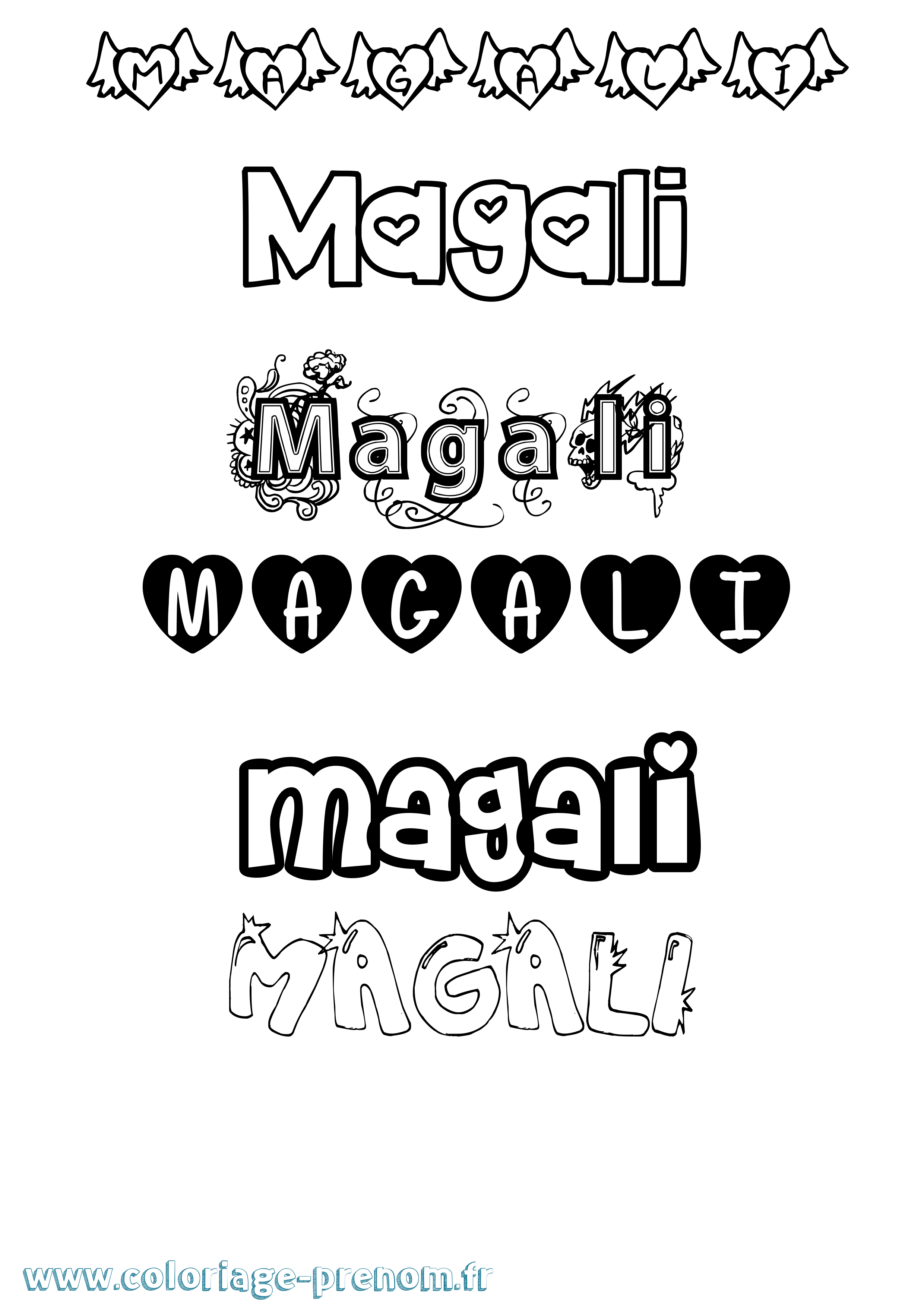 Coloriage prénom Magali Girly