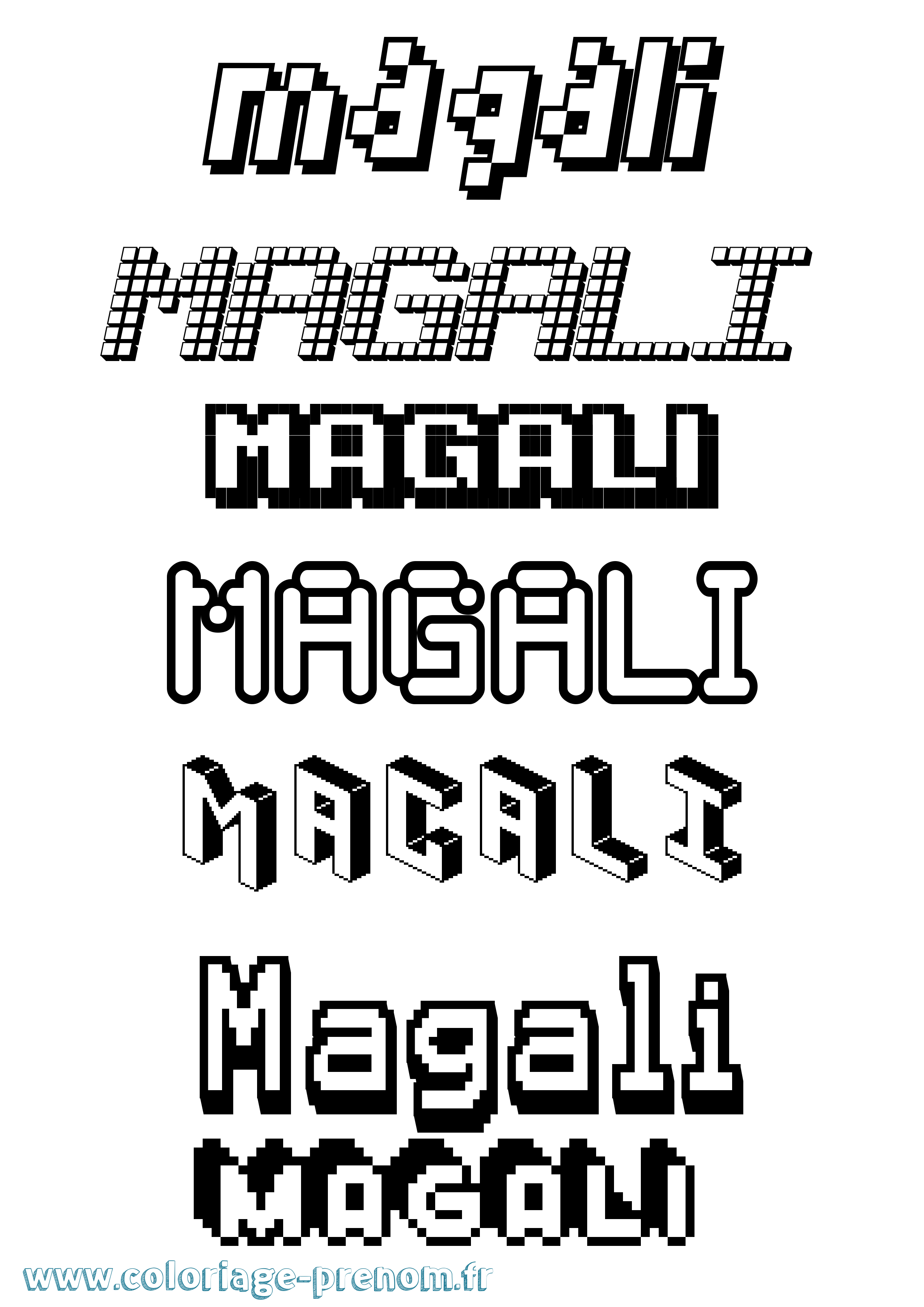 Coloriage prénom Magali Pixel