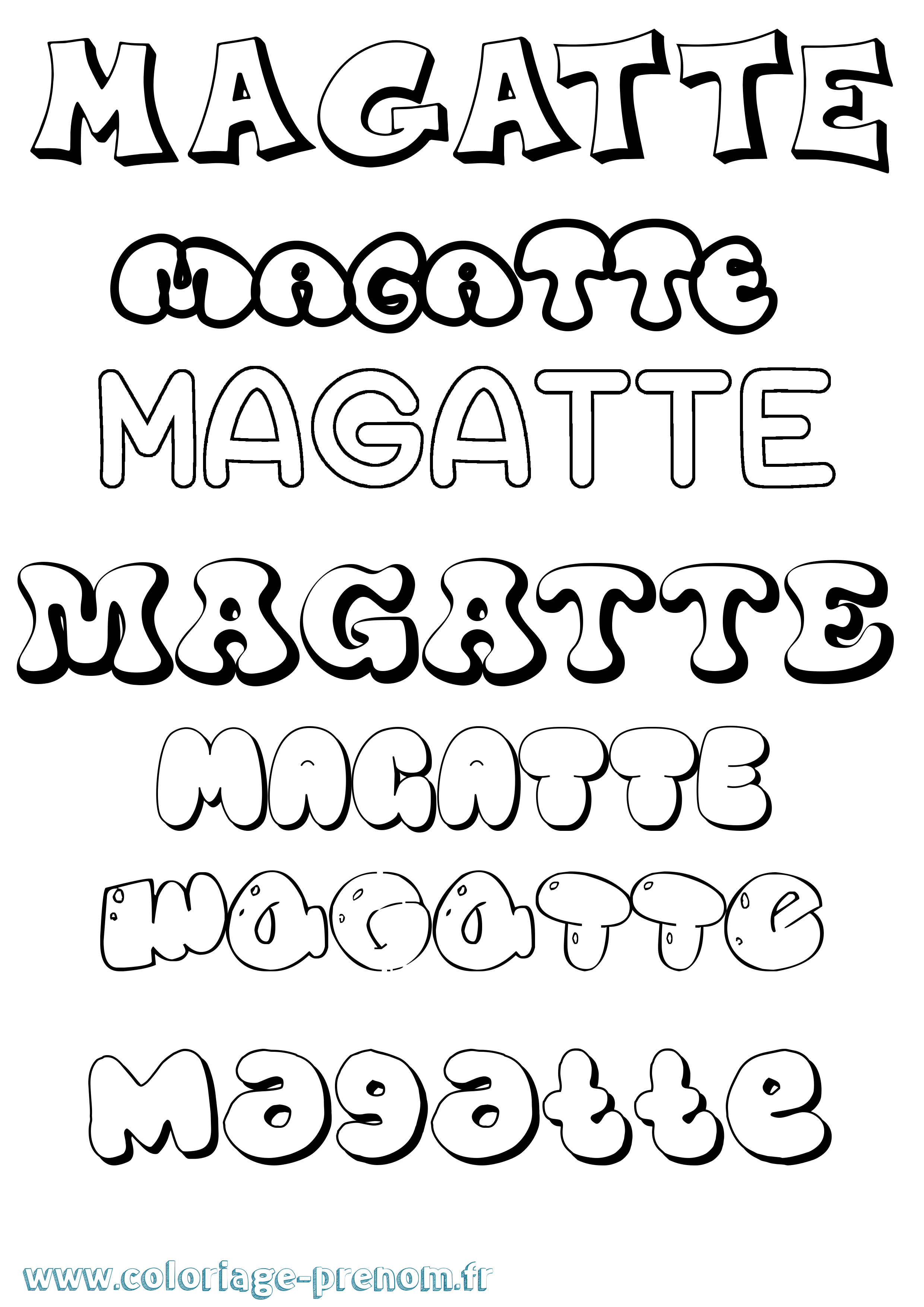 Coloriage prénom Magatte Bubble