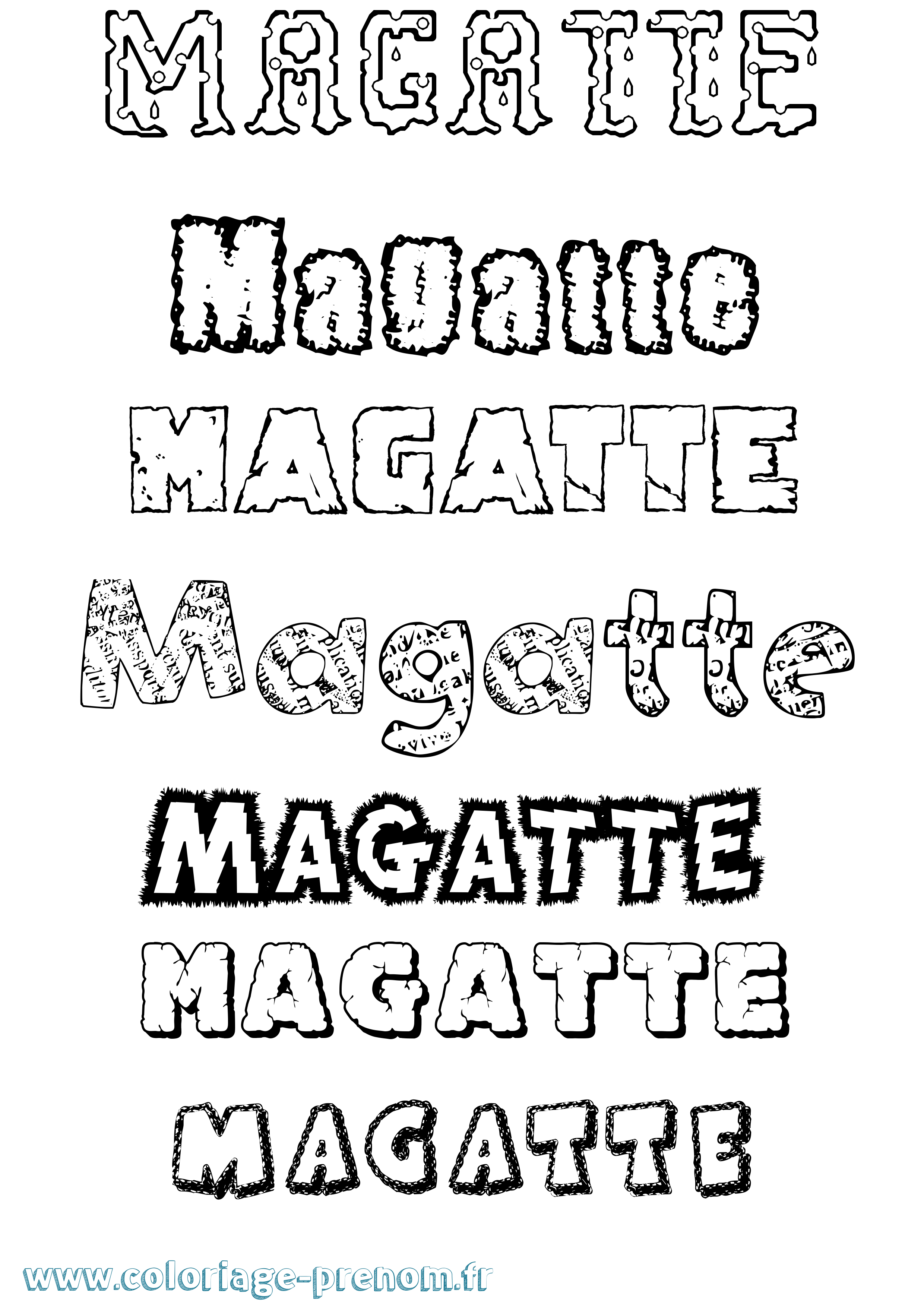 Coloriage prénom Magatte Destructuré