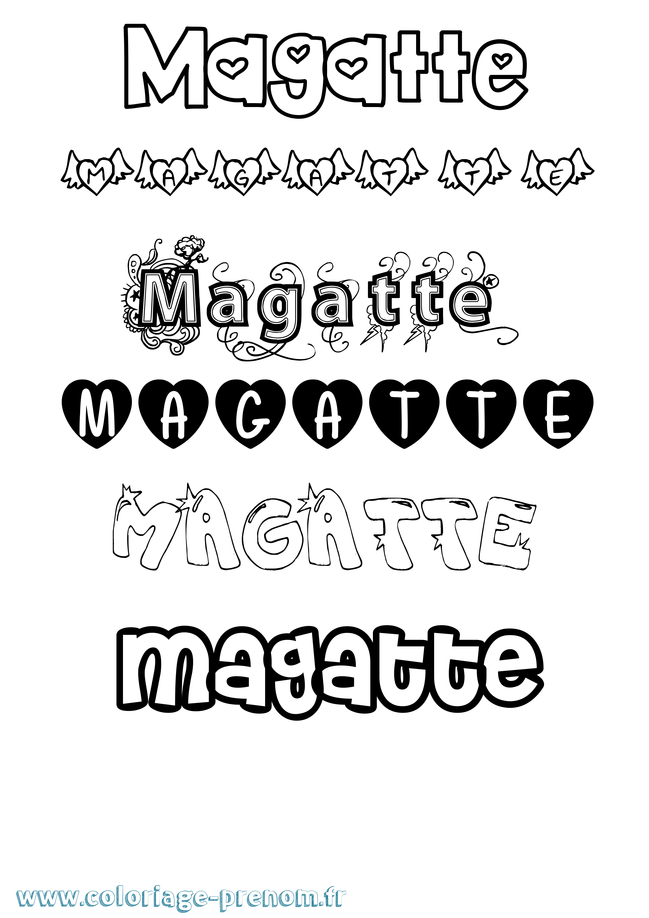 Coloriage prénom Magatte Girly