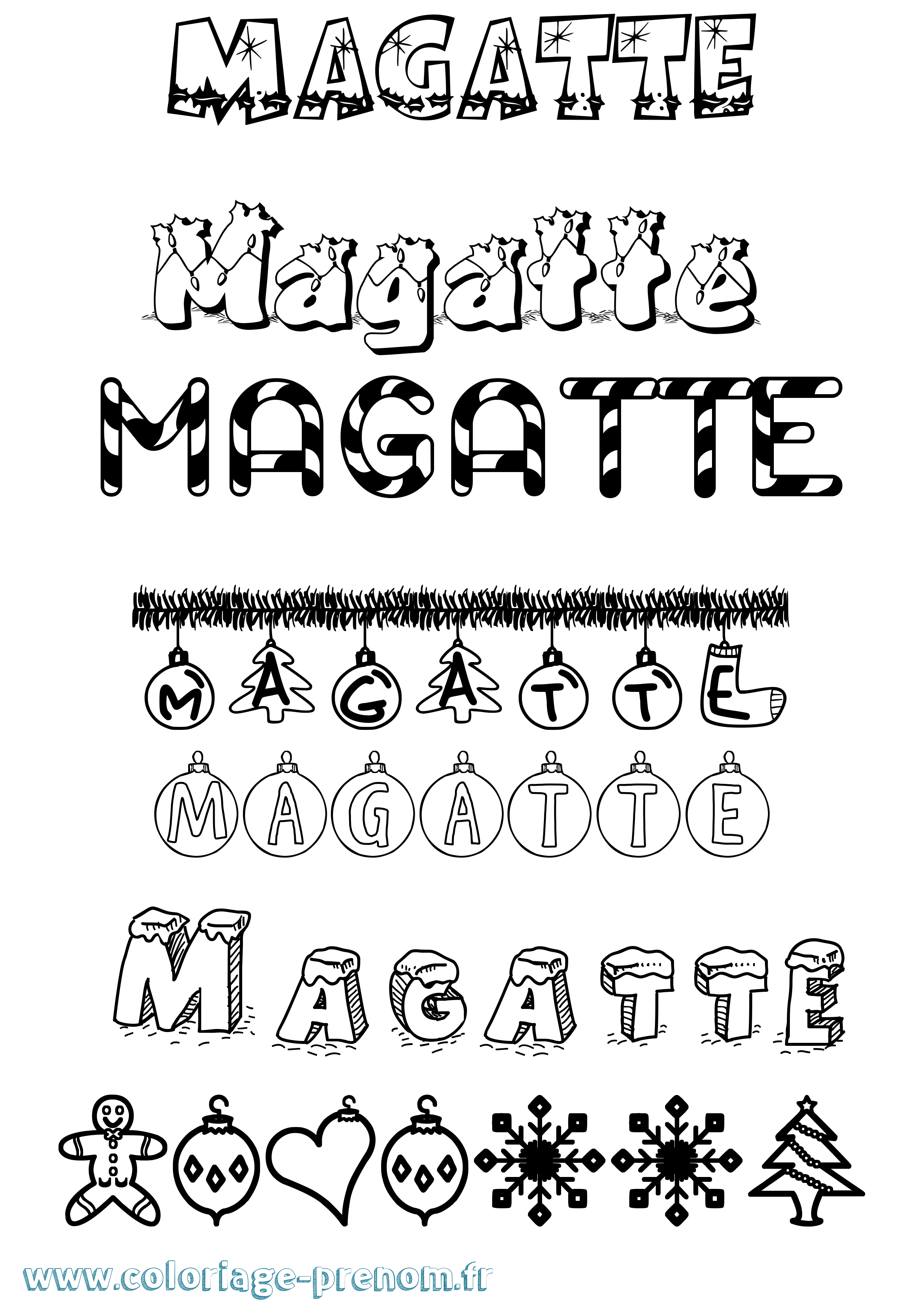 Coloriage prénom Magatte Noël