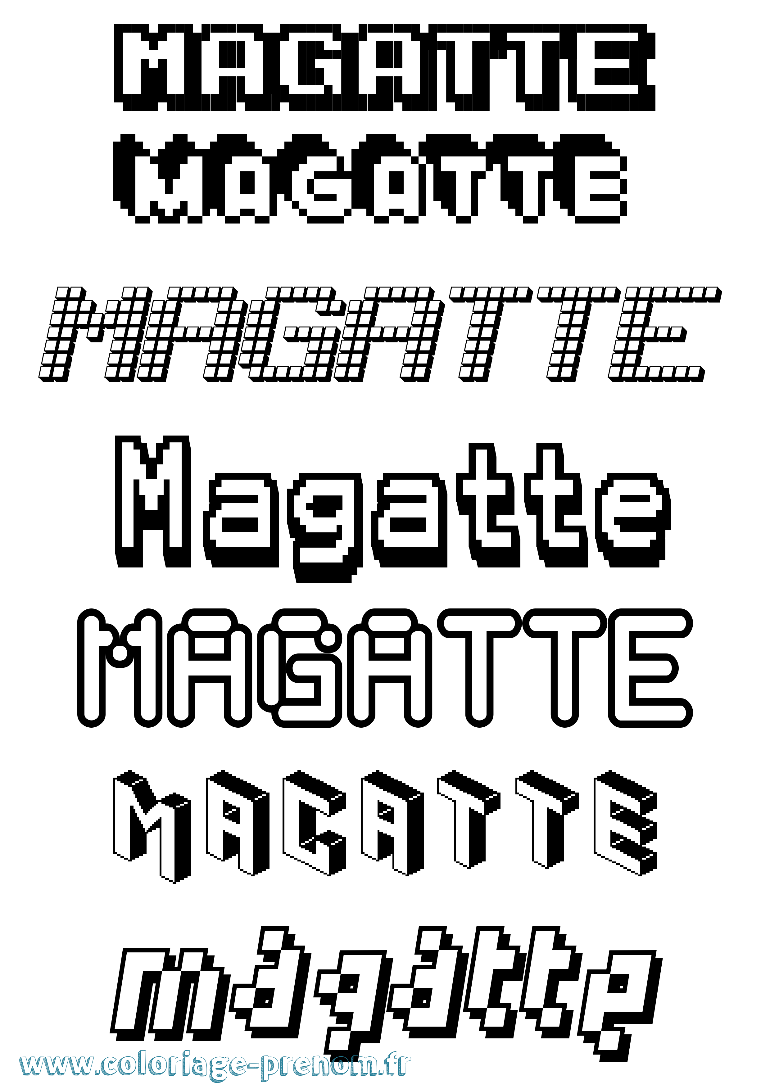 Coloriage prénom Magatte Pixel