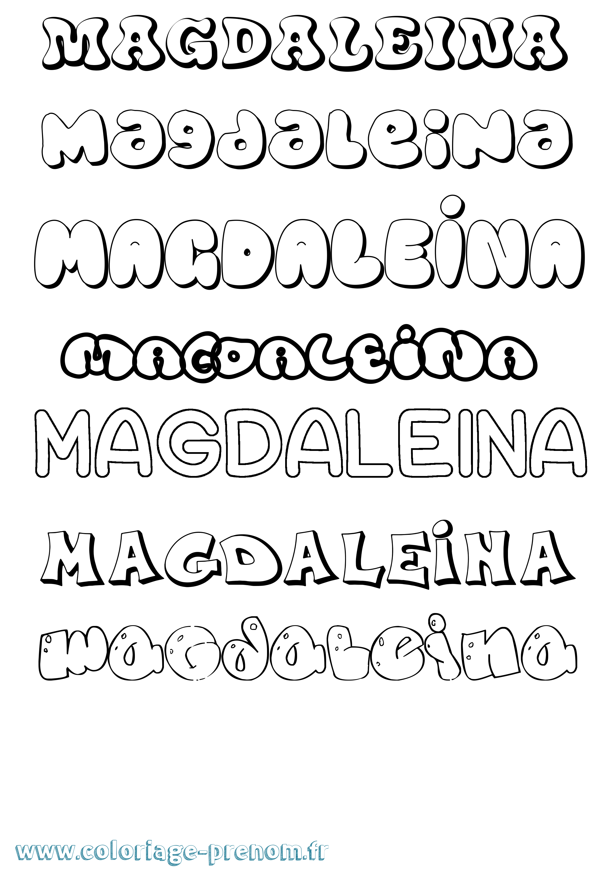 Coloriage prénom Magdaleina Bubble