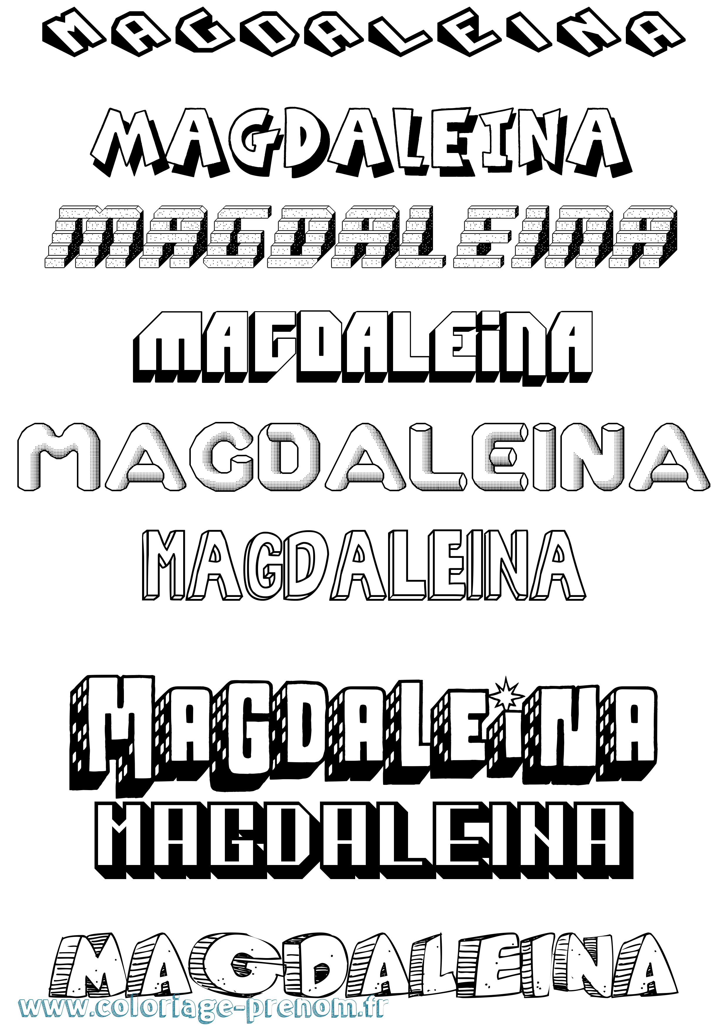 Coloriage prénom Magdaleina Effet 3D
