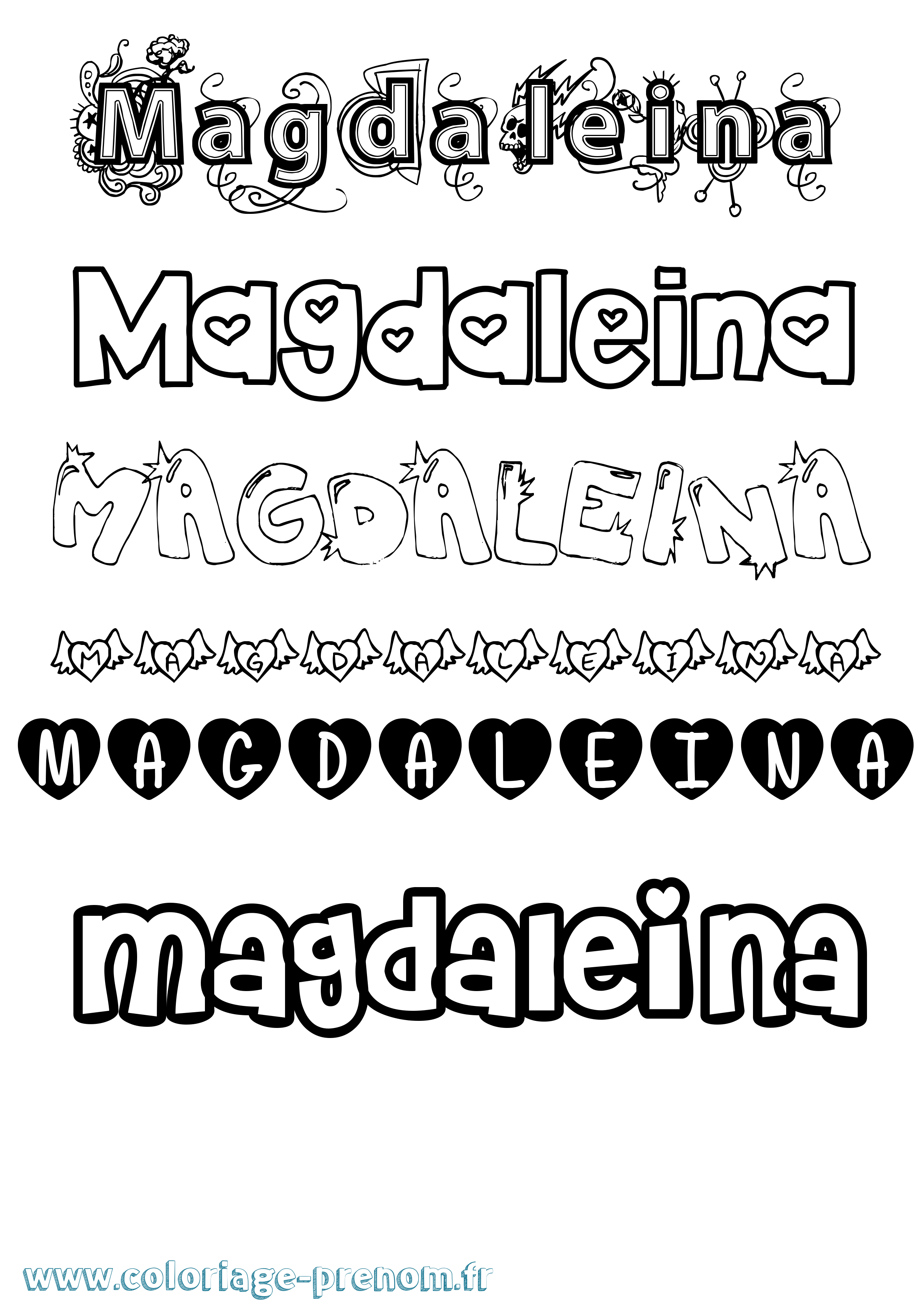 Coloriage prénom Magdaleina Girly