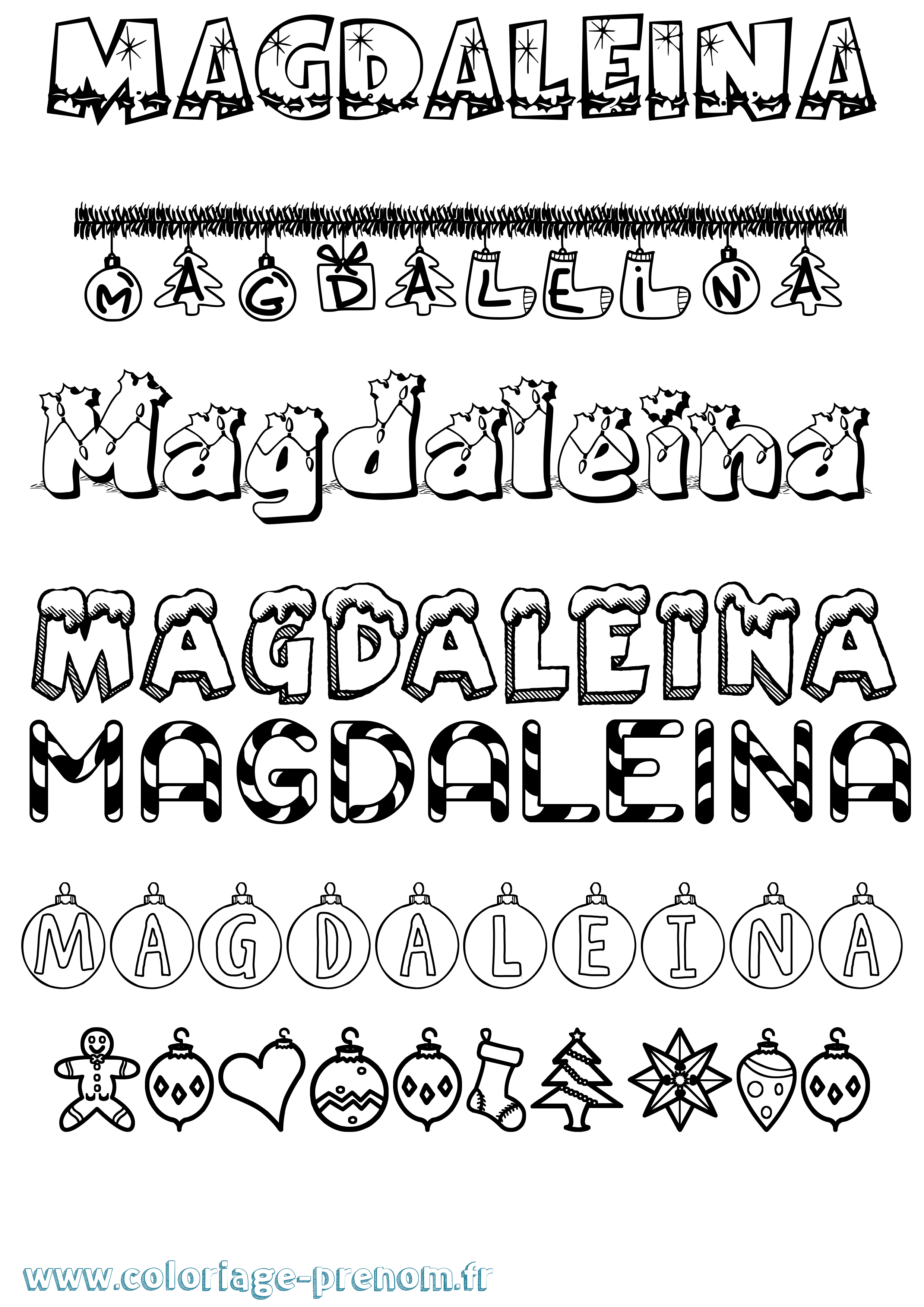 Coloriage prénom Magdaleina Noël
