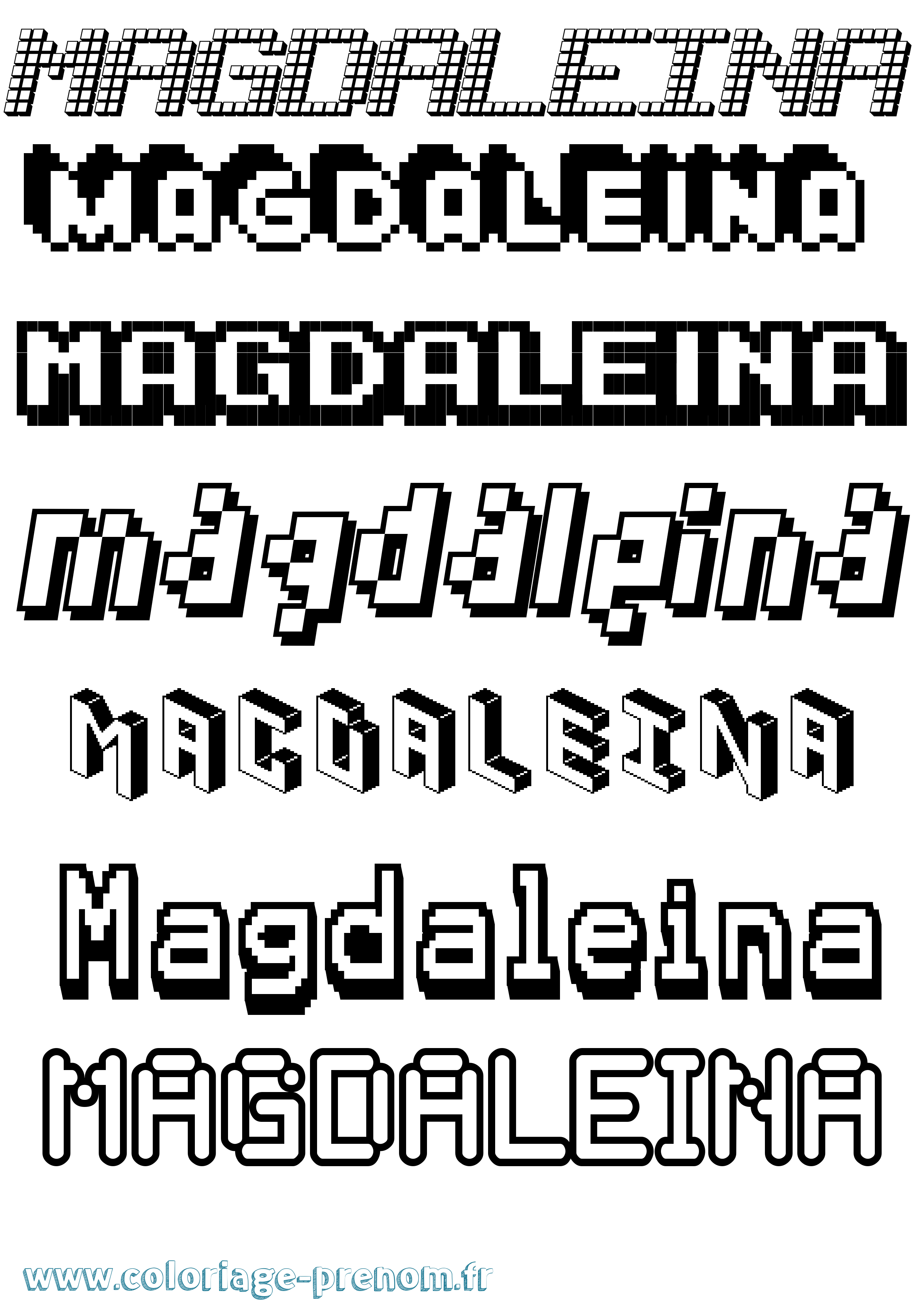 Coloriage prénom Magdaleina Pixel