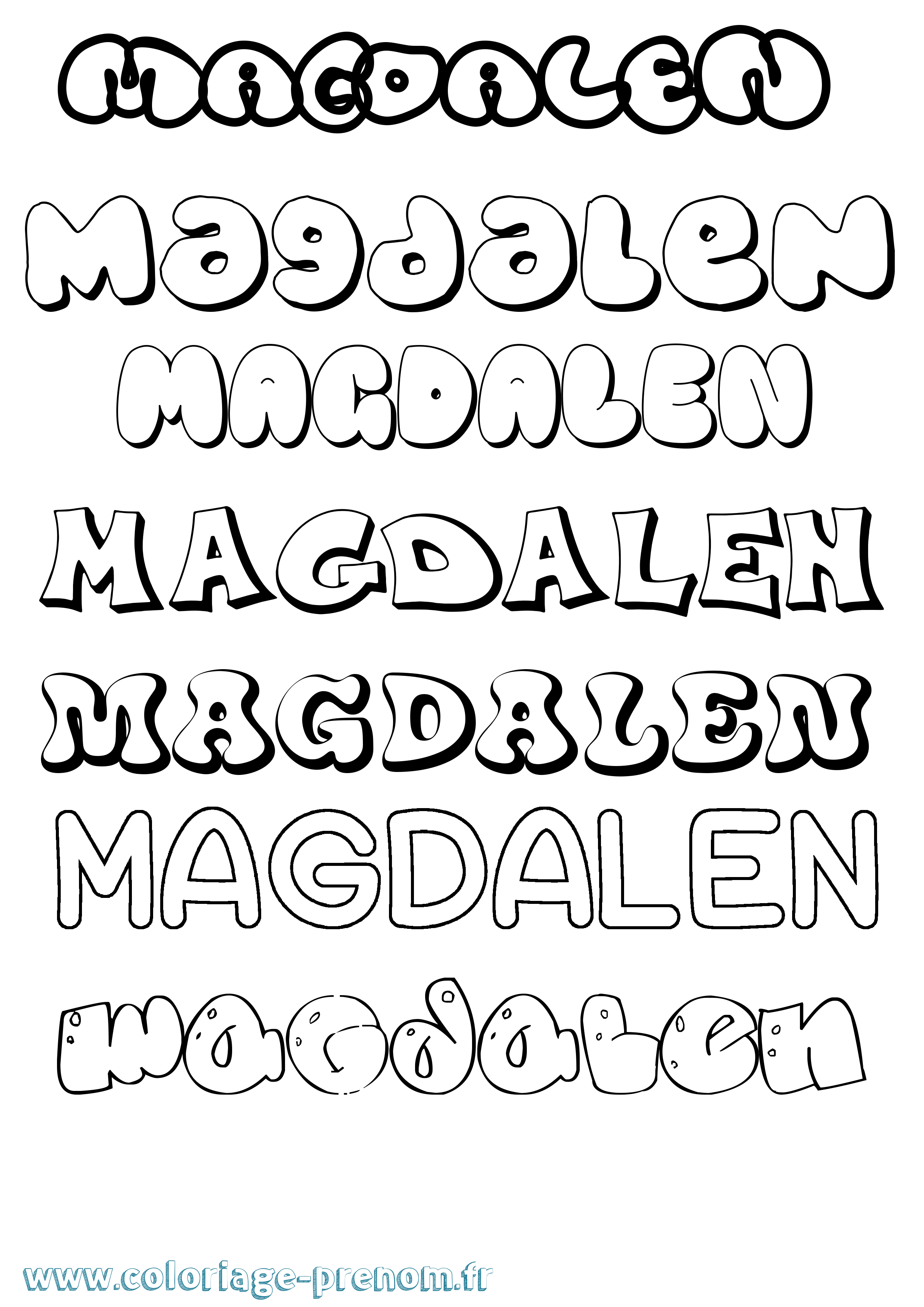 Coloriage prénom Magdalen Bubble