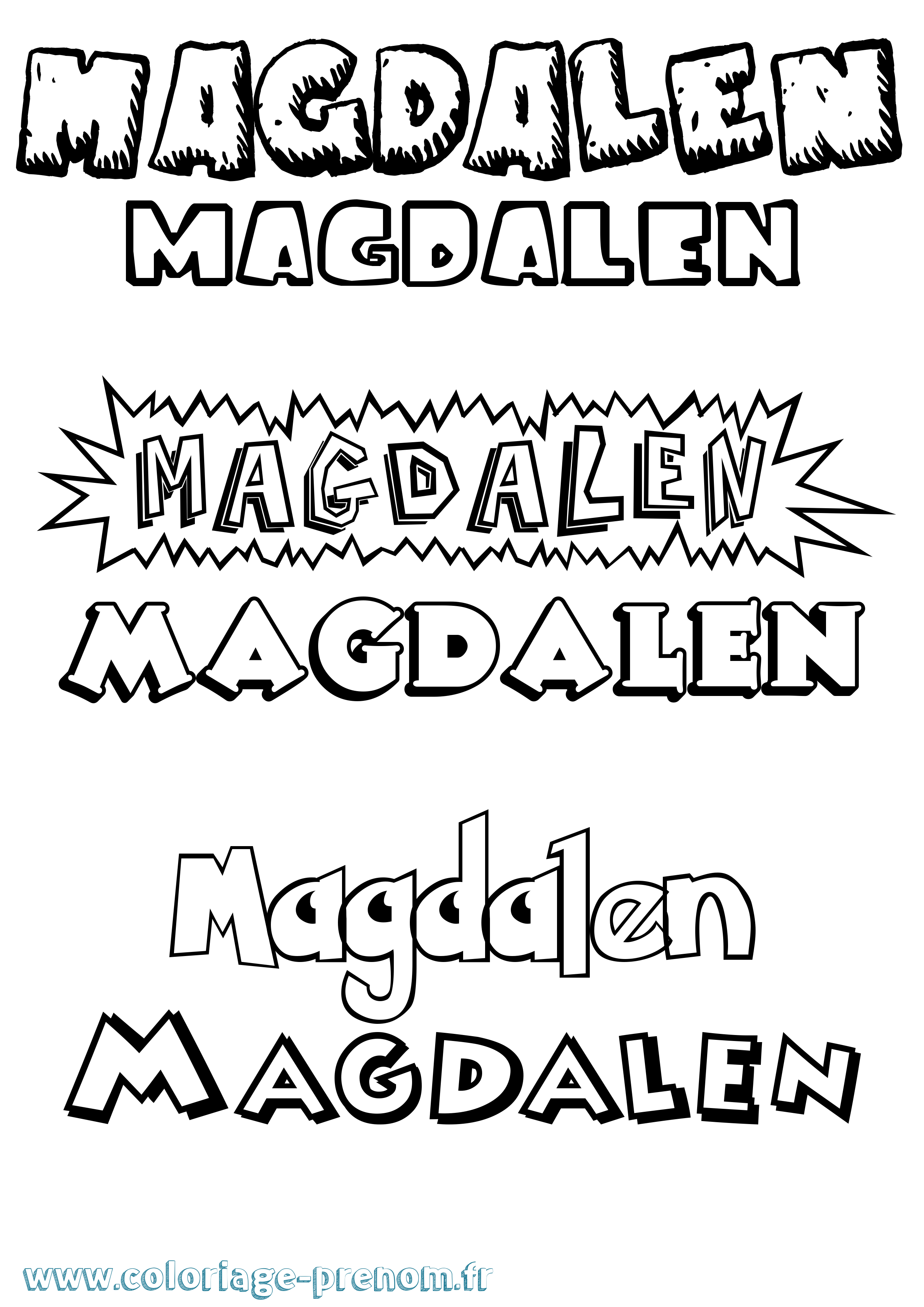 Coloriage Magdalen Dessin Animé Coloriage prénom Magdalen Dessin Animé