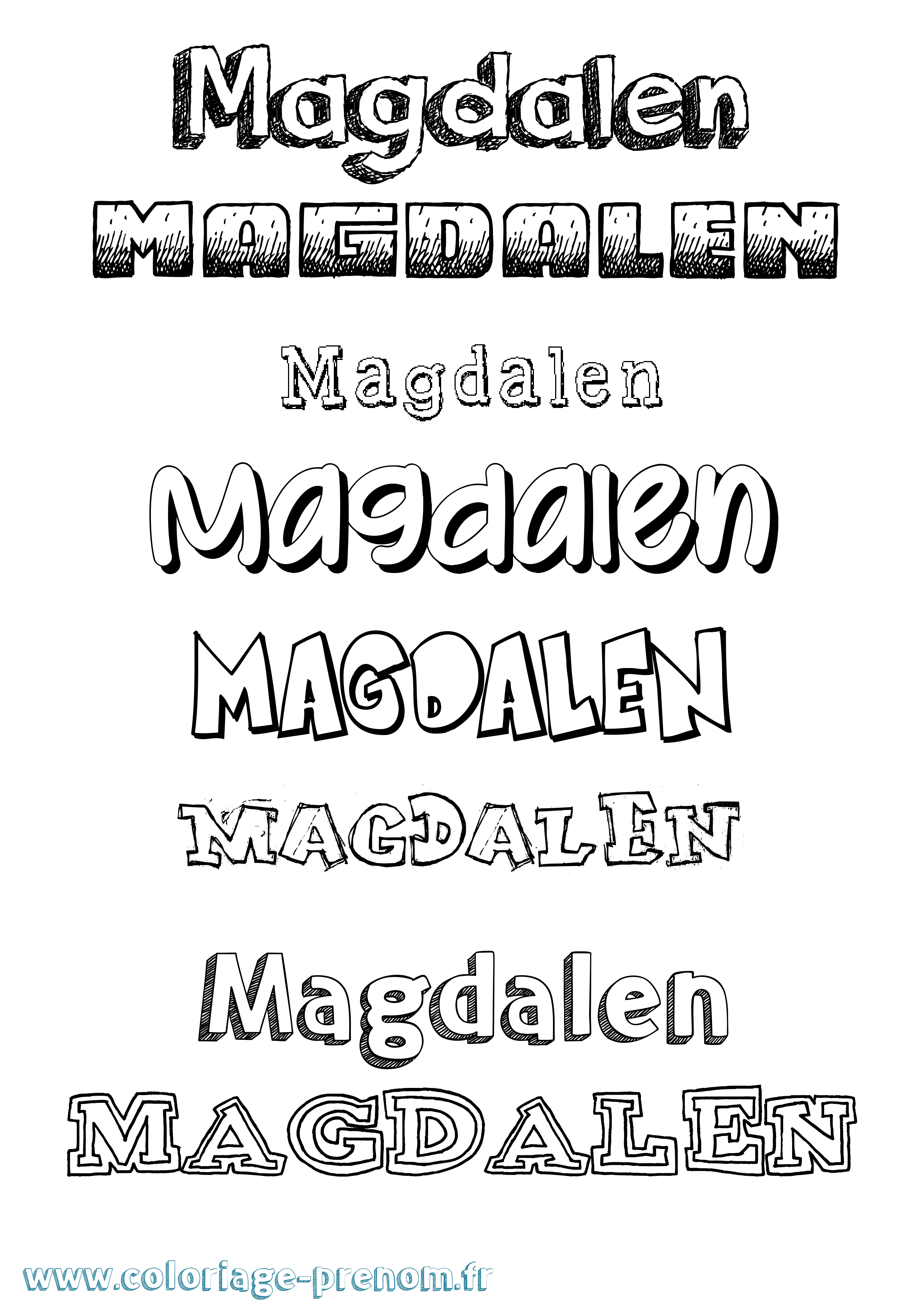 Coloriage Magdalen Dessiné Coloriage prénom Magdalen Dessiné